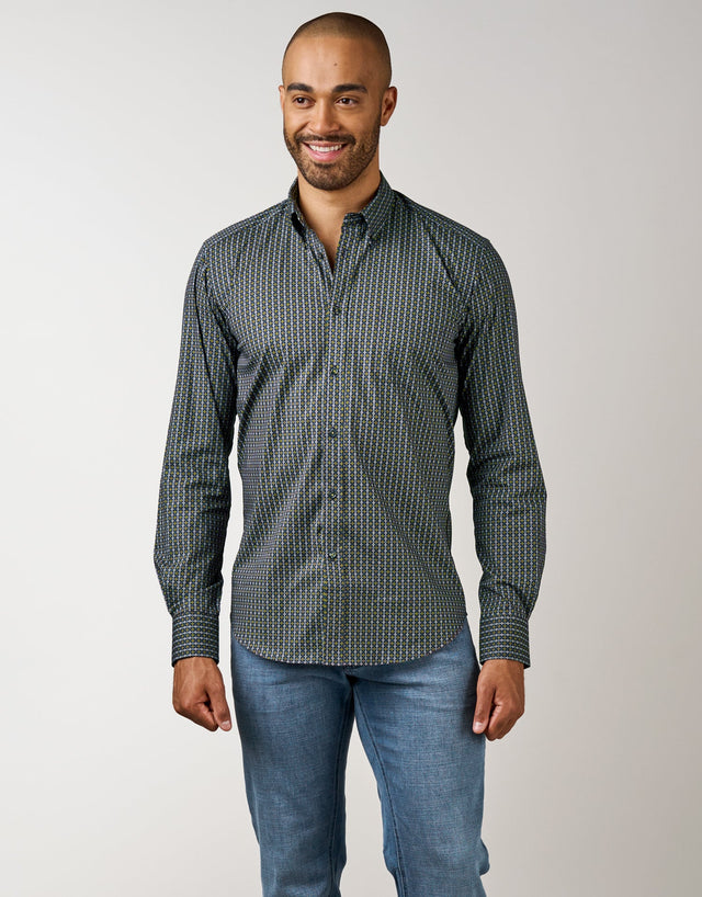 Ohope Black, Gold & Blue Spot Shirt