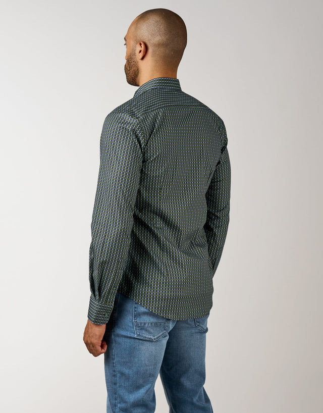 Ohope Black, Gold & Blue Spot Shirt