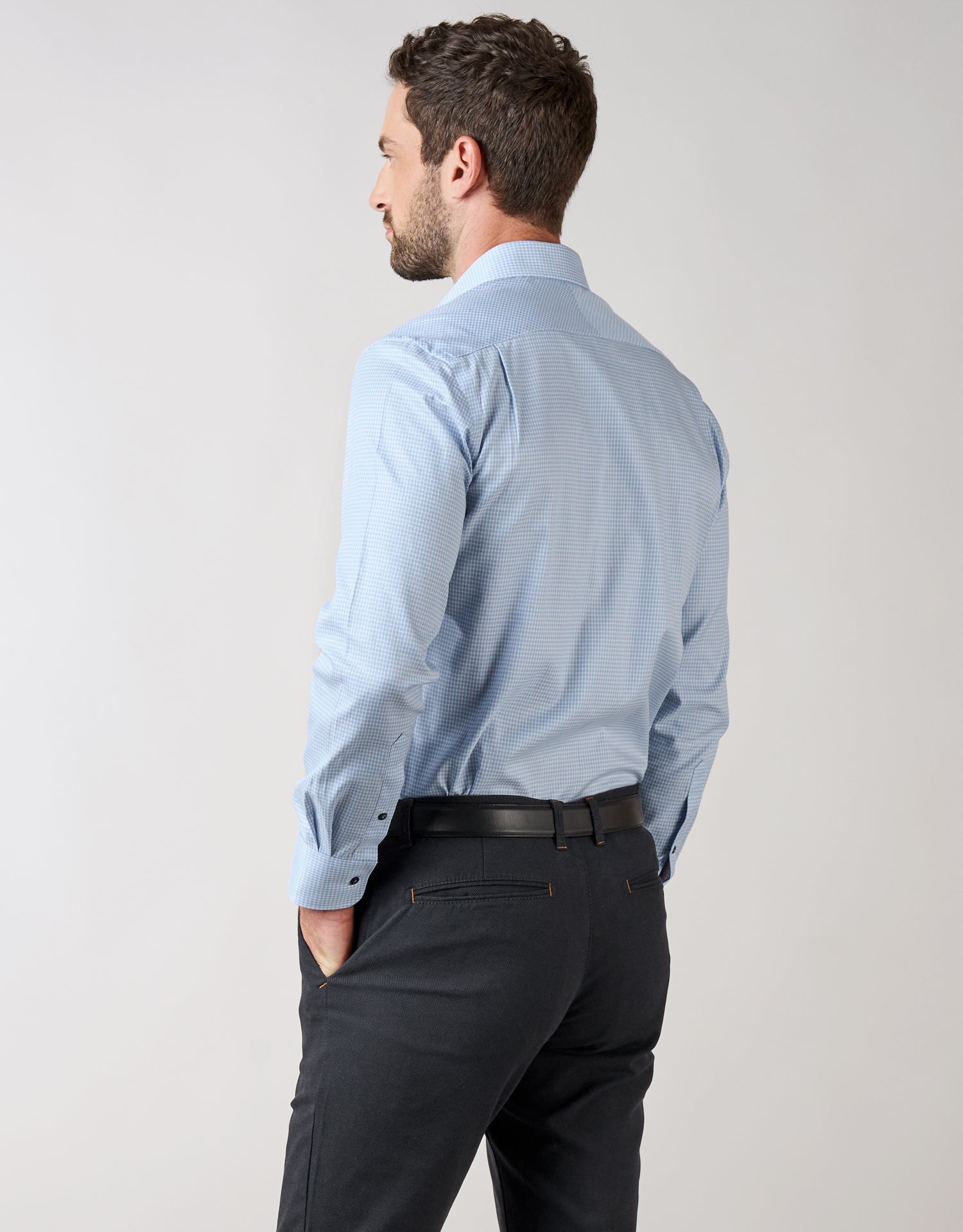Sinatra Blue Check Stretch Shirt