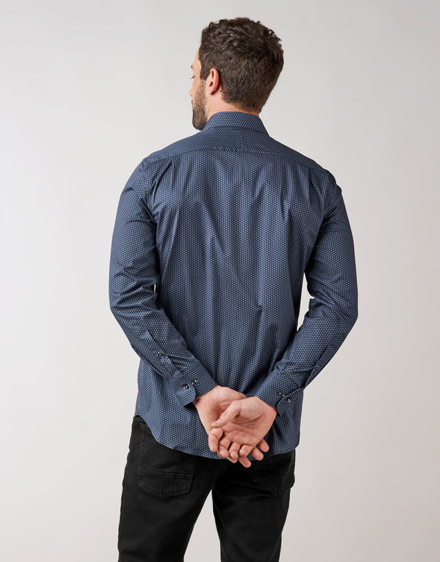 Sinatra Dark Blue Micro-design Shirt