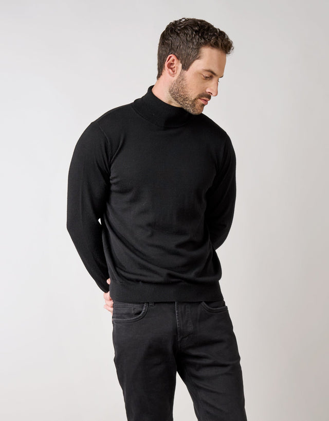 Wanaka Black Roll Neck Jersey