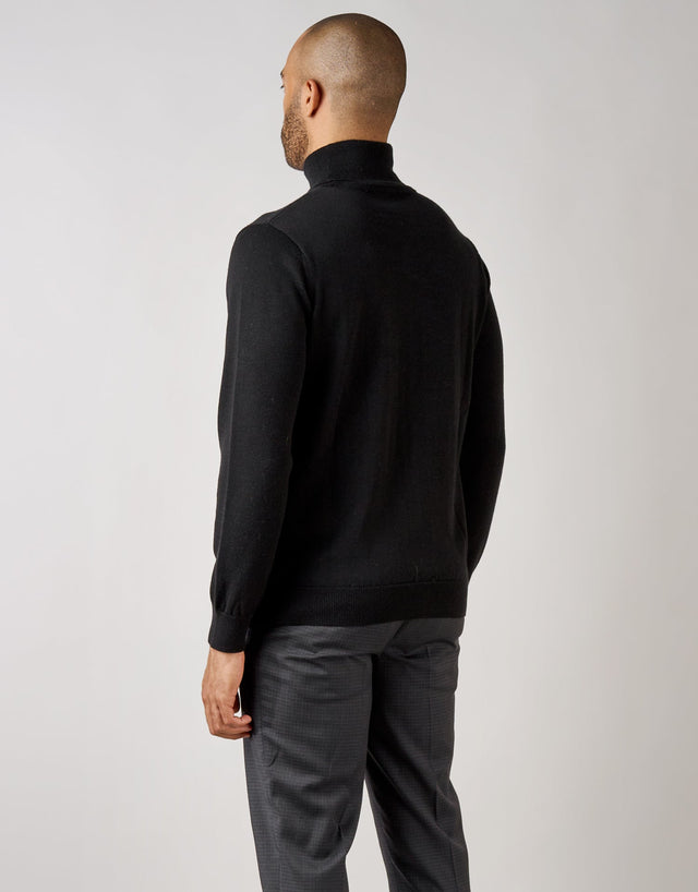 Wanaka Black Roll Neck Jersey