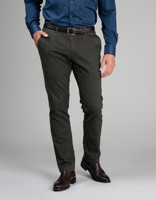 Tyler Dusty Olive Brushed Twill Chinos