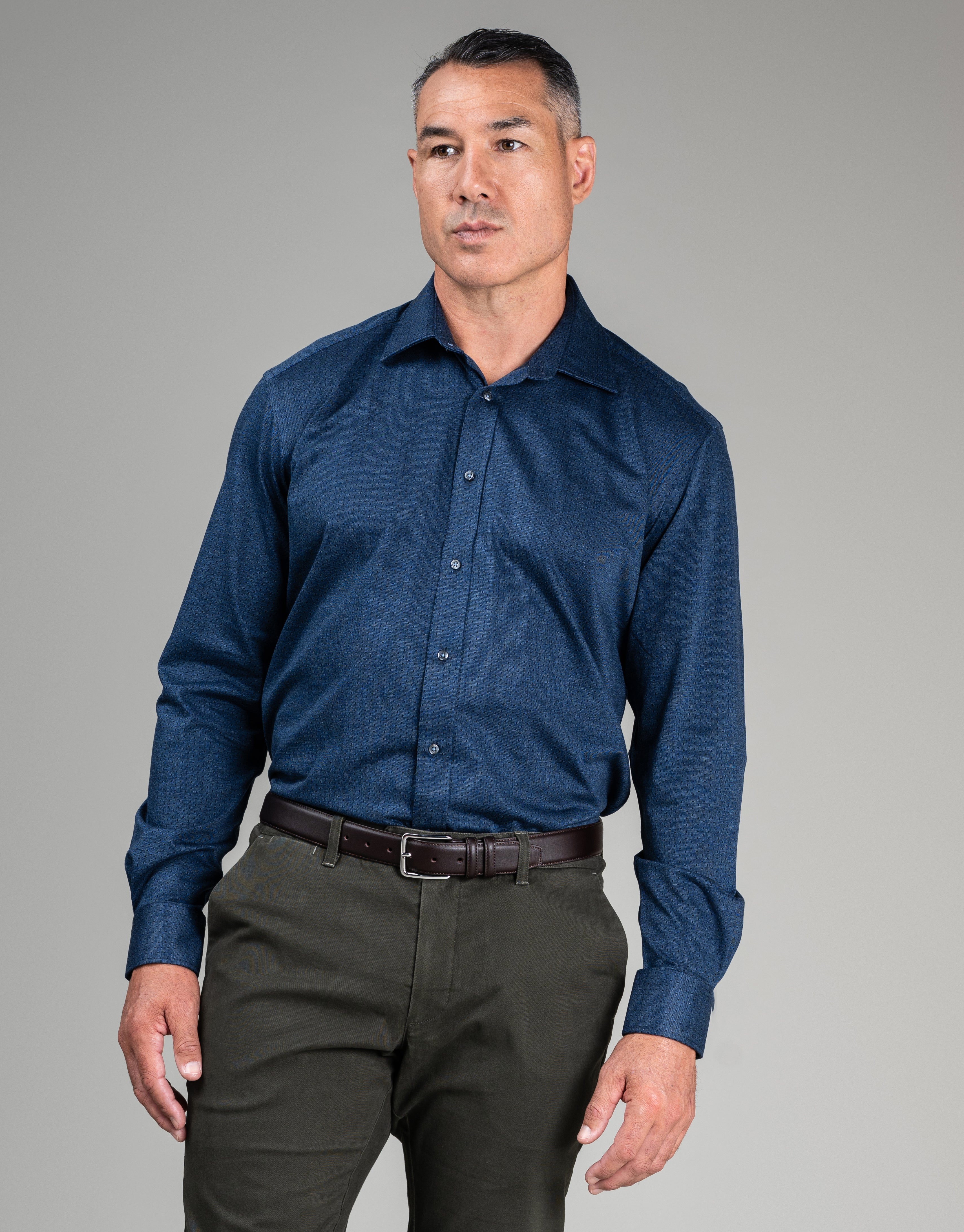 London Navy Dot Knitted Shirt