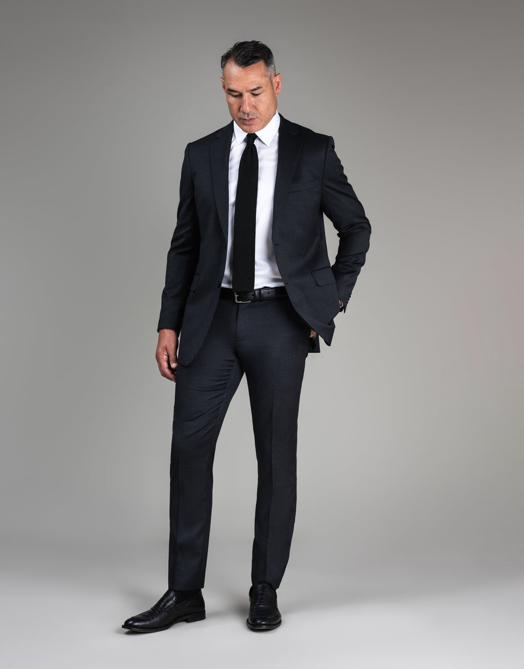 Cooper Charcoal Textured Check Suit Jacket