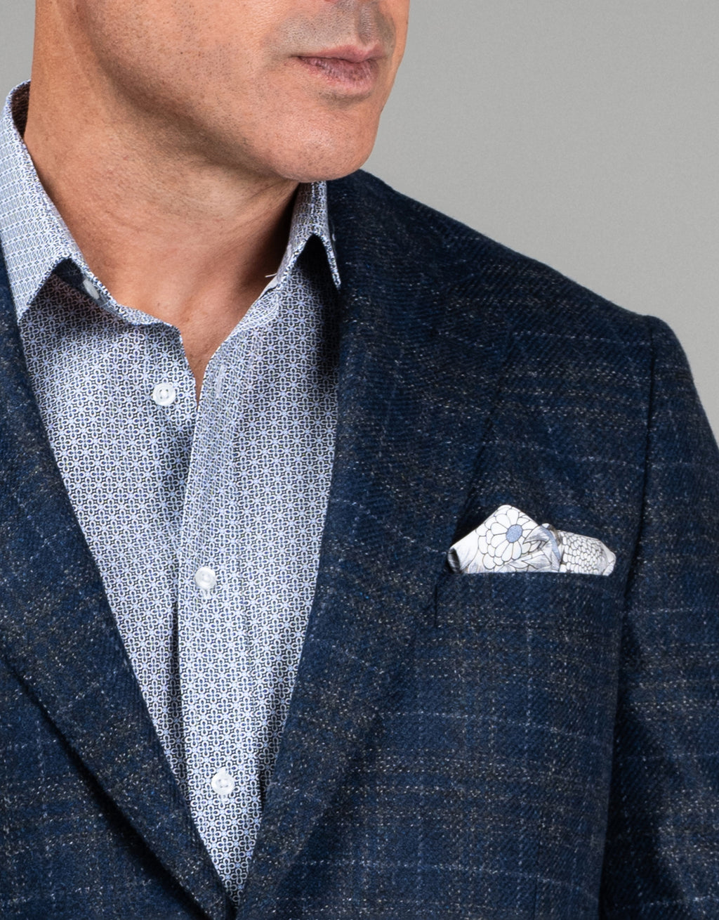 London Grey & Navy Textured Shirt