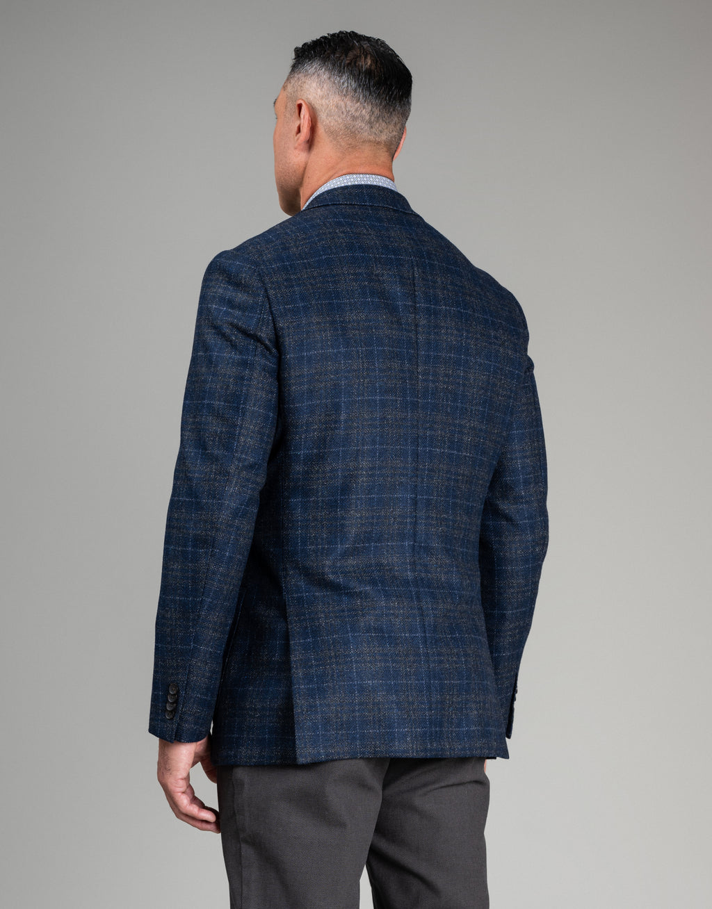 Malta Navy & Brown Check Blazer