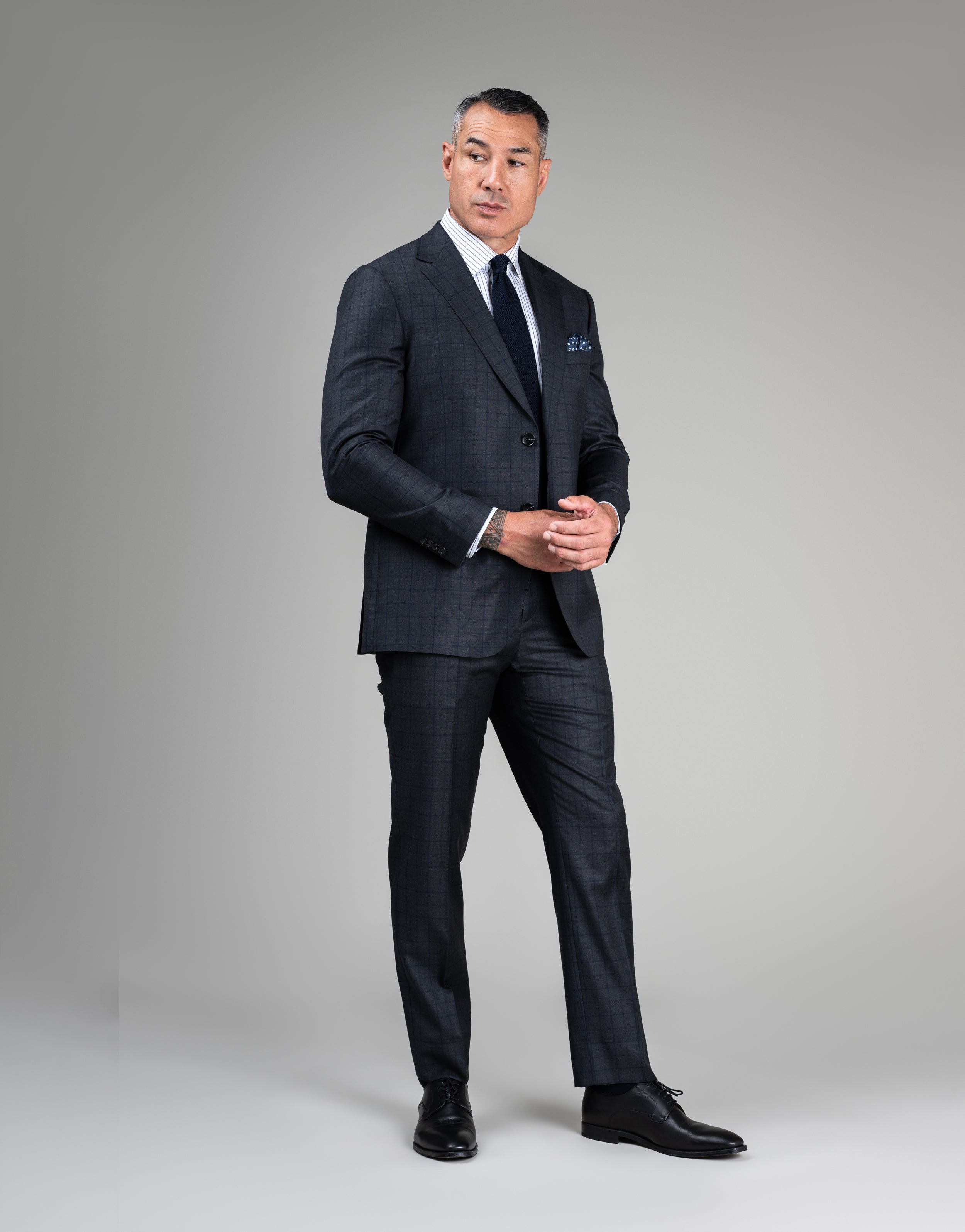 Cooper Charcoal & Blue Check Suit Jacket