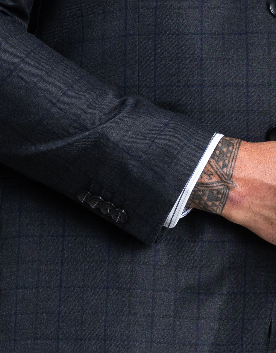 Cooper Charcoal & Blue Check Suit Jacket