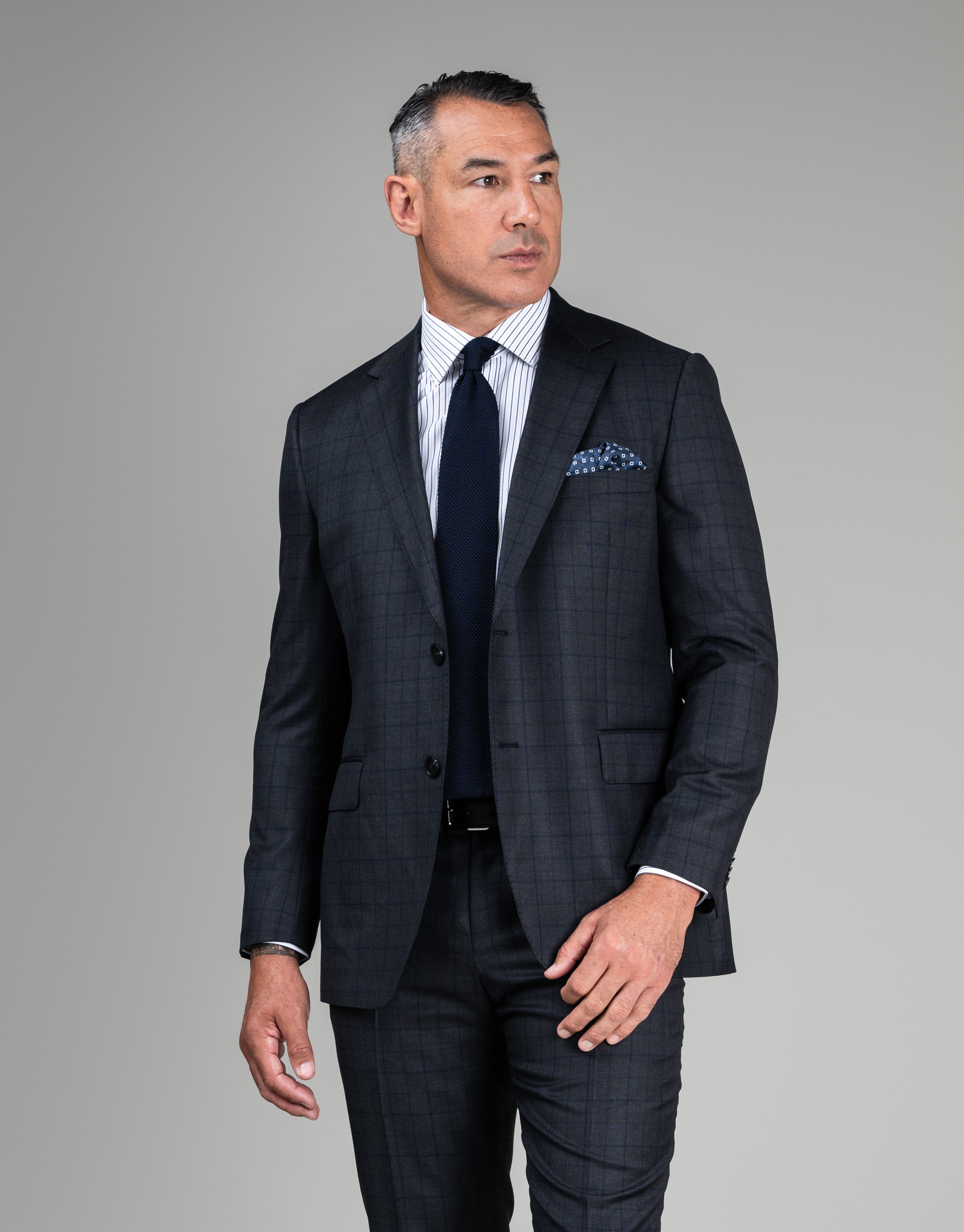 Cooper Charcoal & Blue Check Suit Jacket