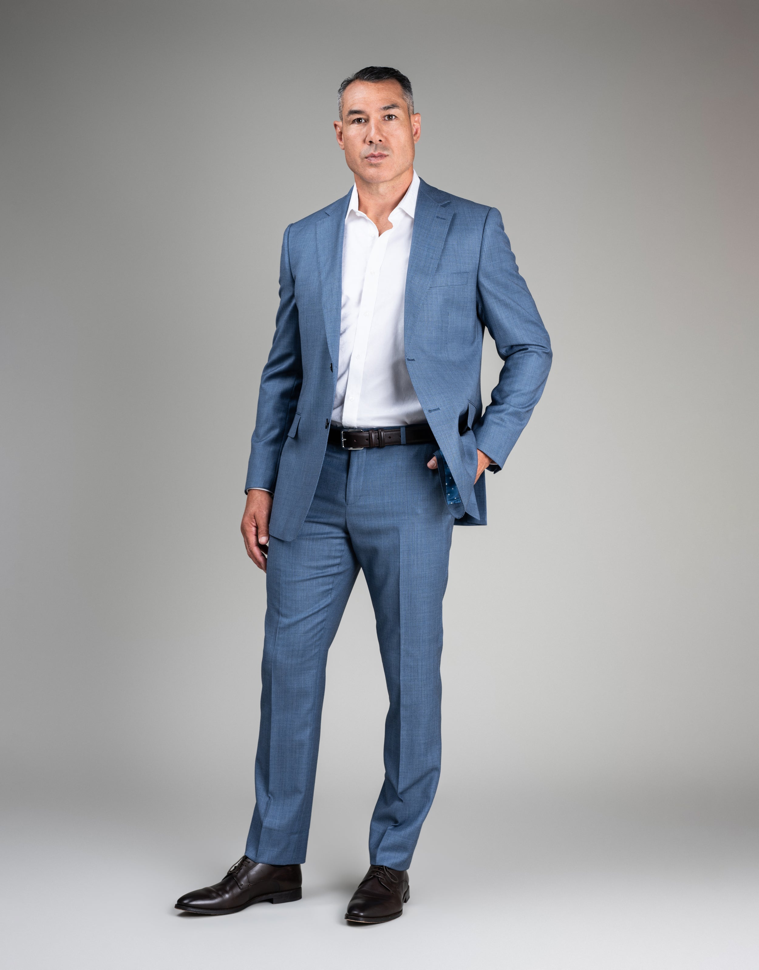 Lotus Slate Blue Birdseye Suit Trouser
