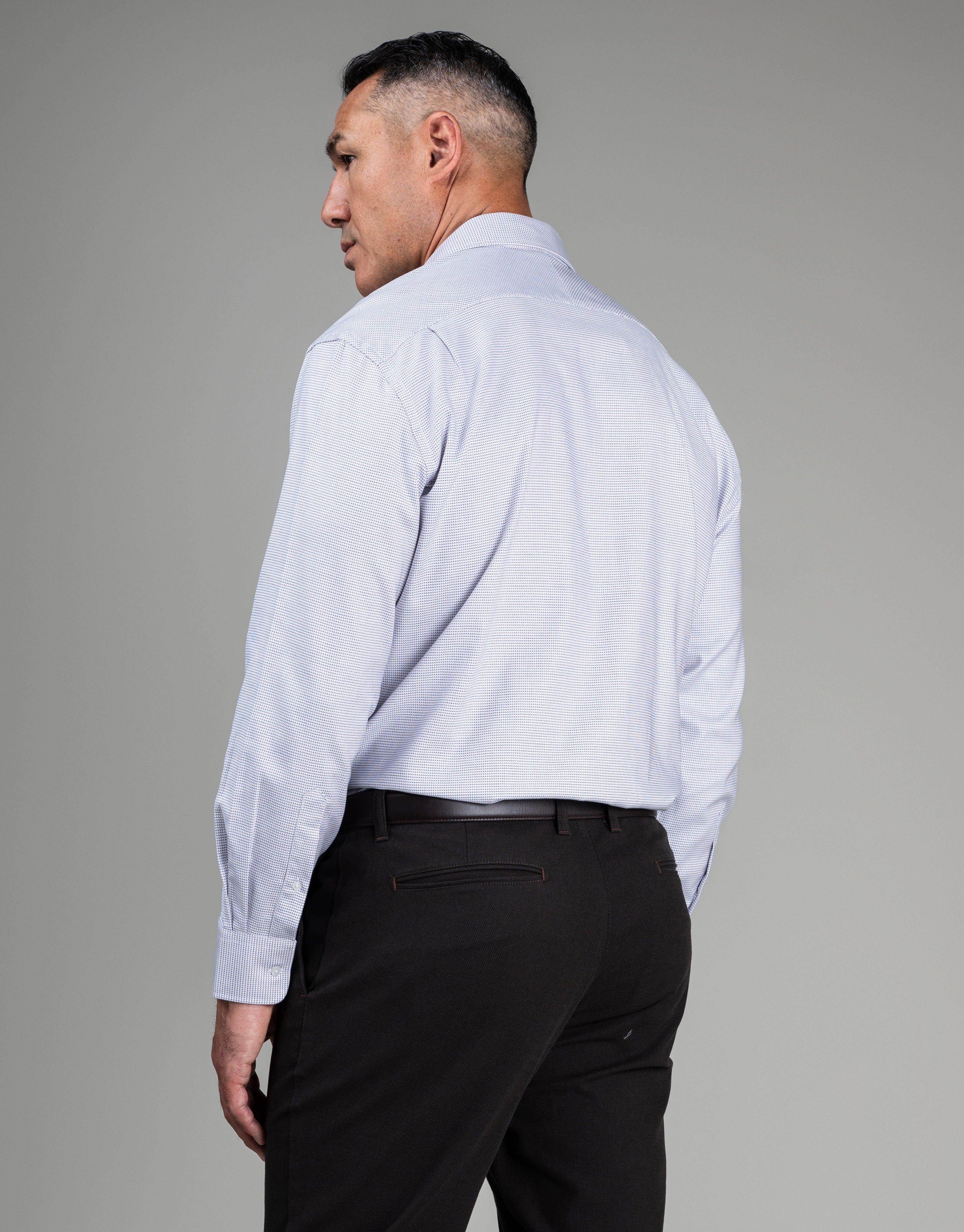 Sinatra White Blue & Brown Micro-design Shirt