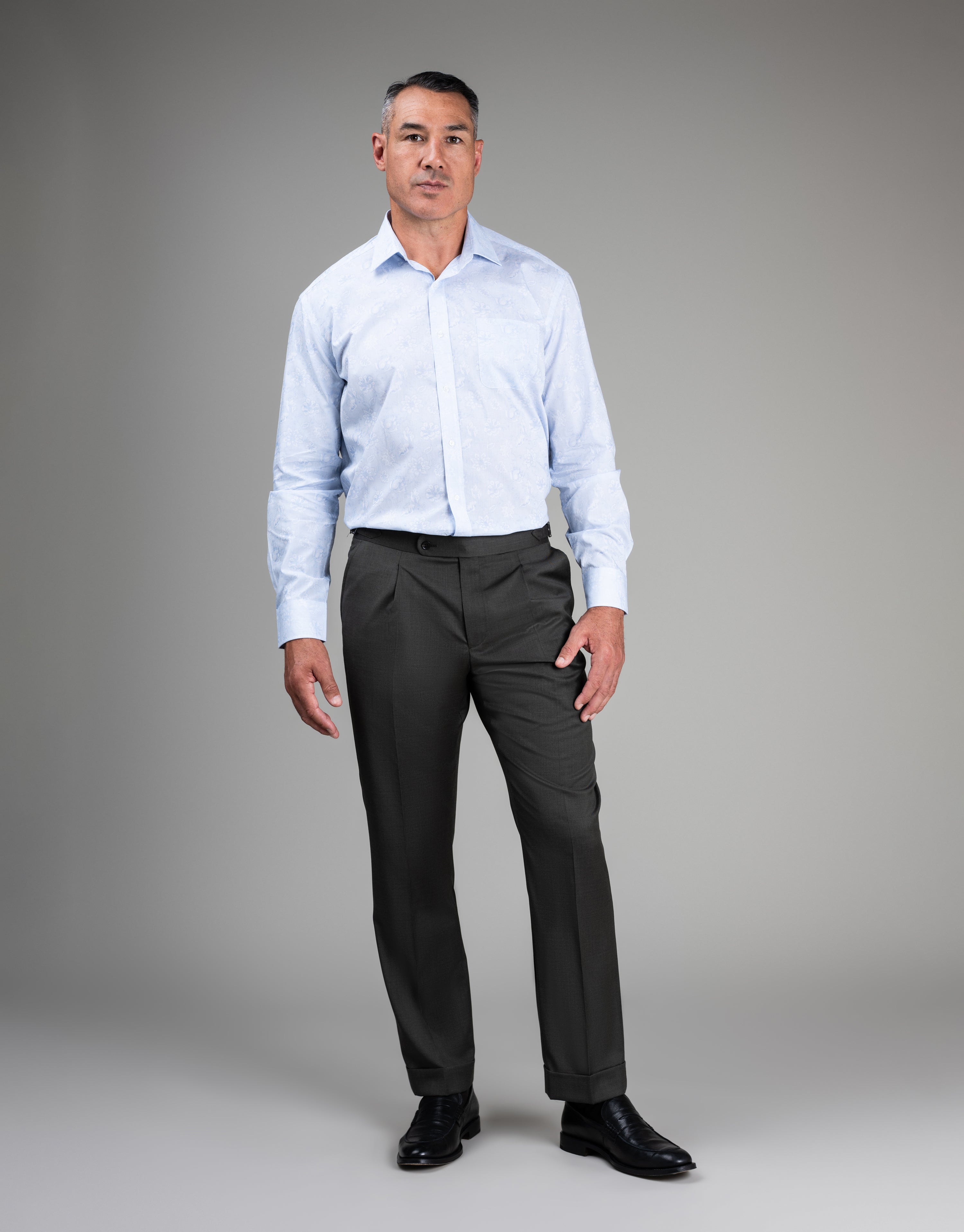 Sinatra Light Blue Floral Jacquard Shirt