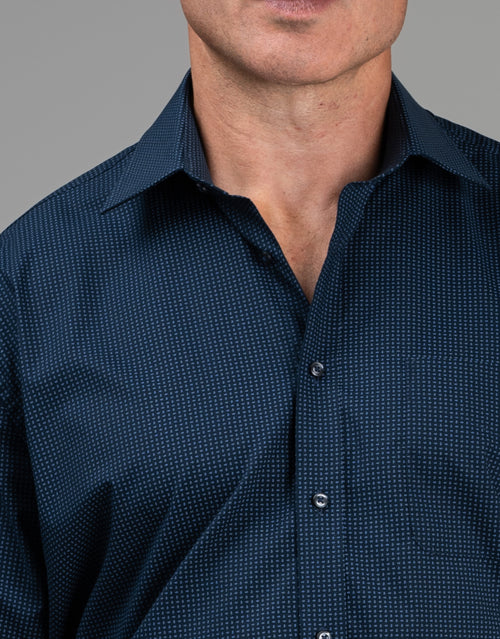 Sinatra Navy Micro-Paisley Print Shirt