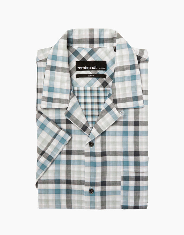 Hahei Light Blue Check Short Sleeve Shirt