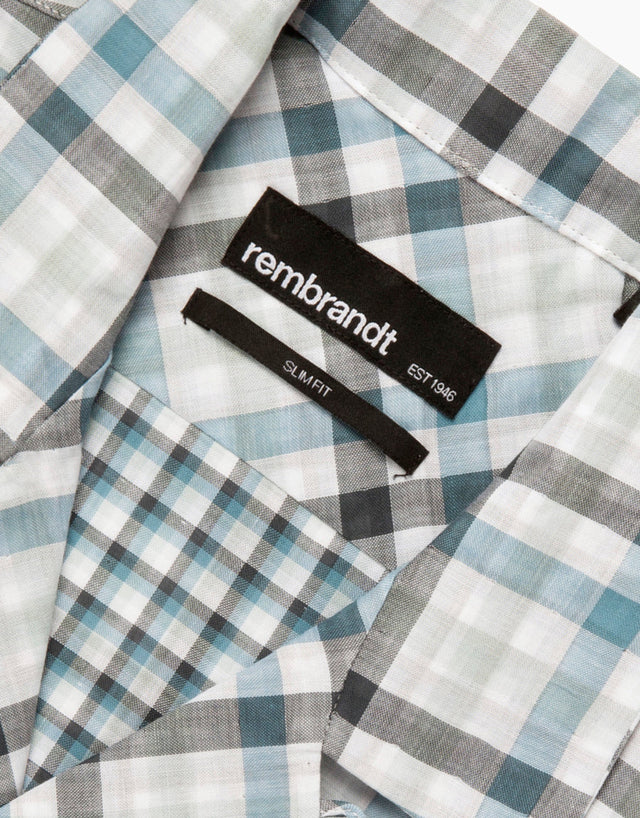 Hahei Light Blue Check Short Sleeve Shirt