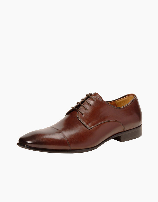 Chocolate Athens leather cap-toe Shoe