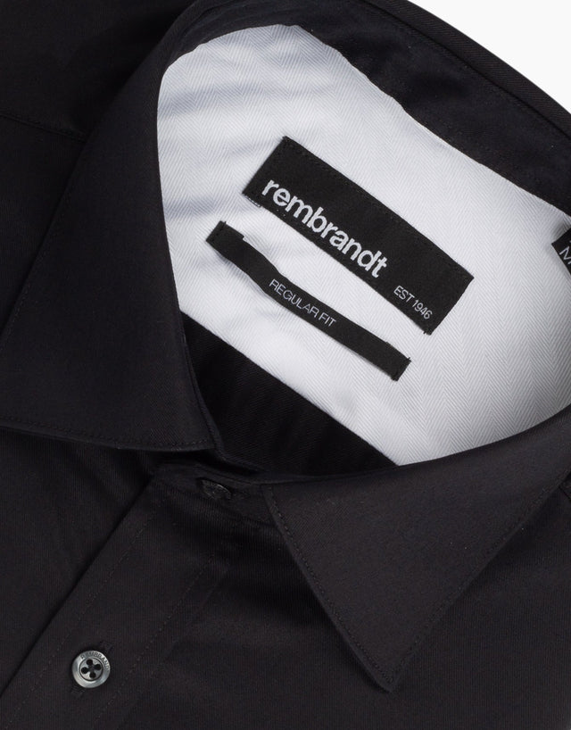 Sinatra Black Twill Tailored Shirt