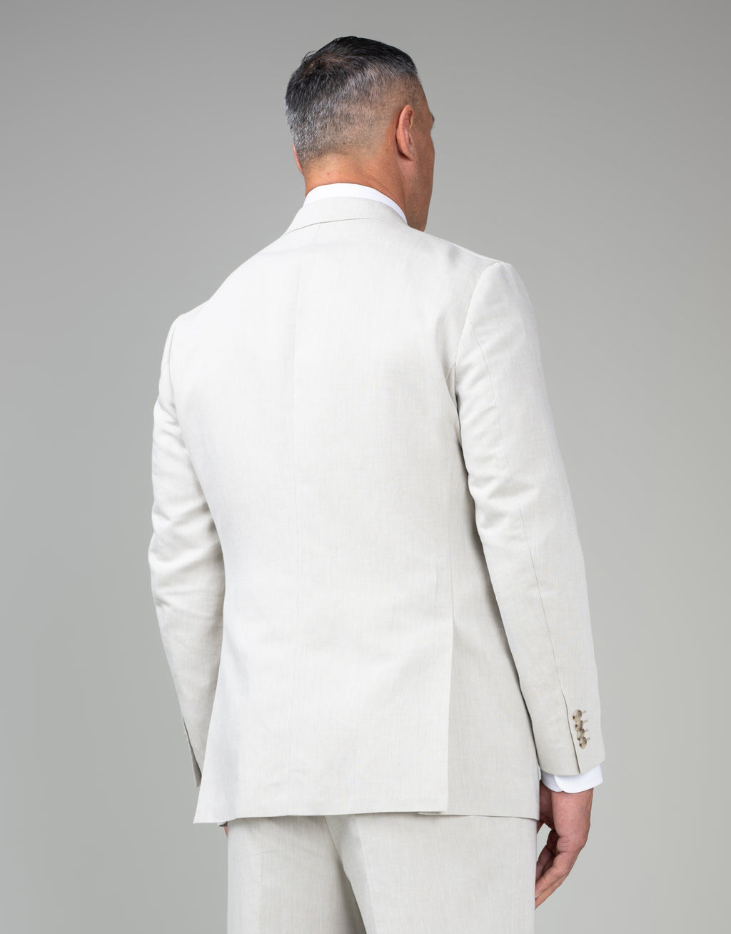Doppio Beige Linen-Cotton Double Breasted Jacket