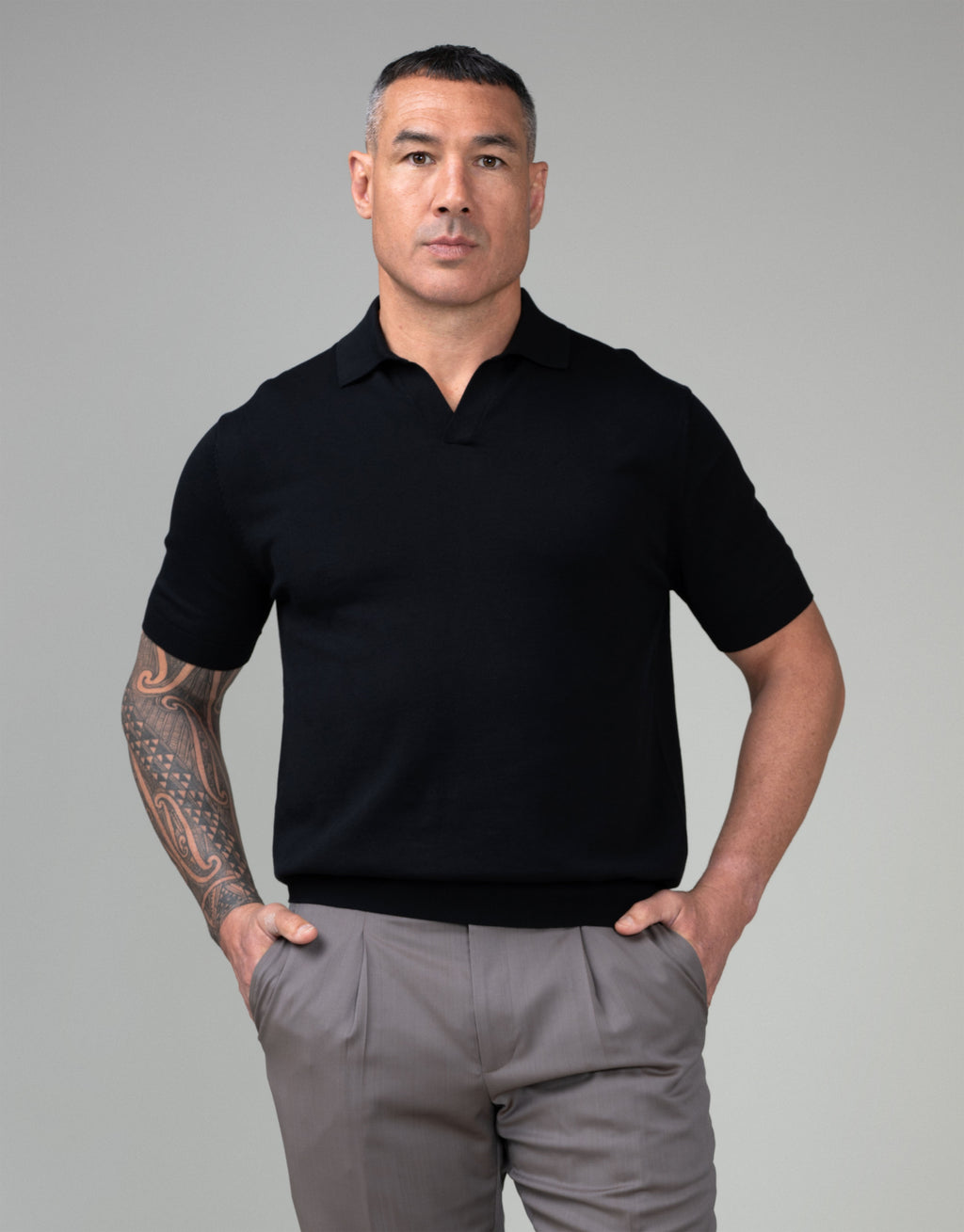 Amalfi Black Knitted Polo