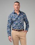 Sinatra Navy Tropical Paisley Print Shirt