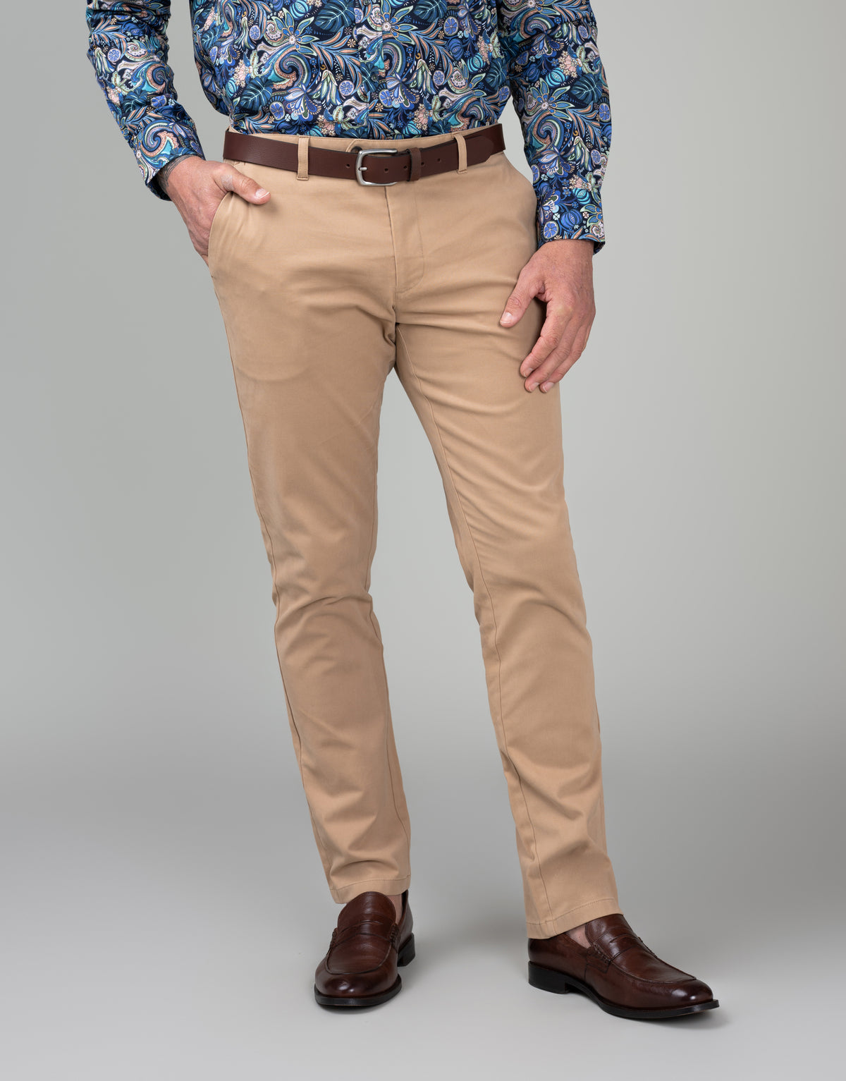 Tyler Camel Brown Textured Chinos