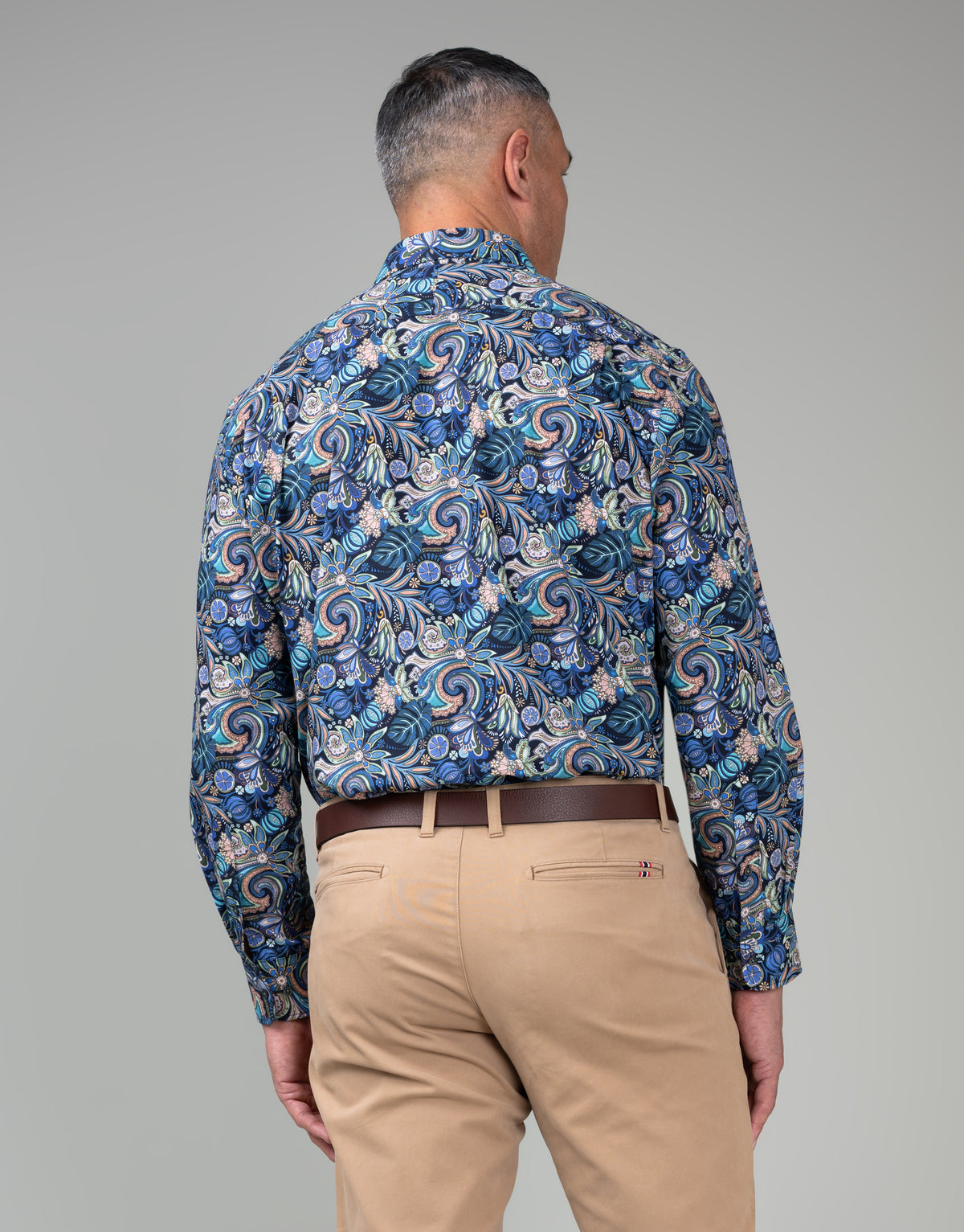 Sinatra Navy Tropical Paisley Print Shirt