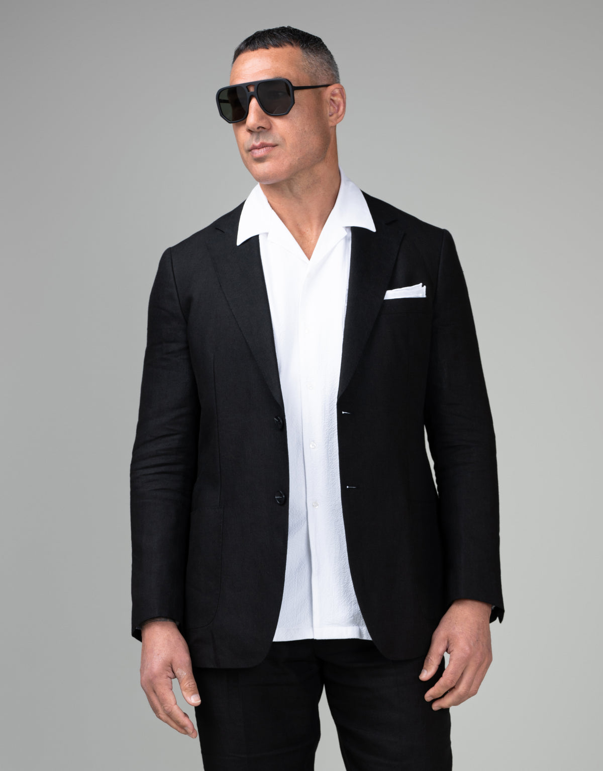 Malta Black Linen Blazer