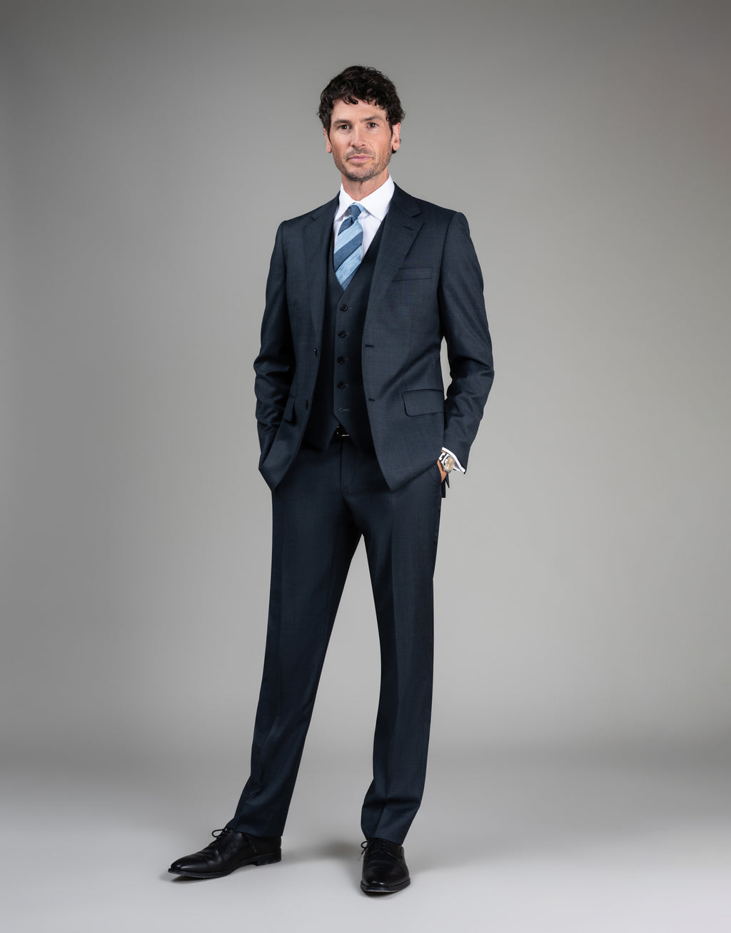 Cooper Steel Blue Nailhead Suit