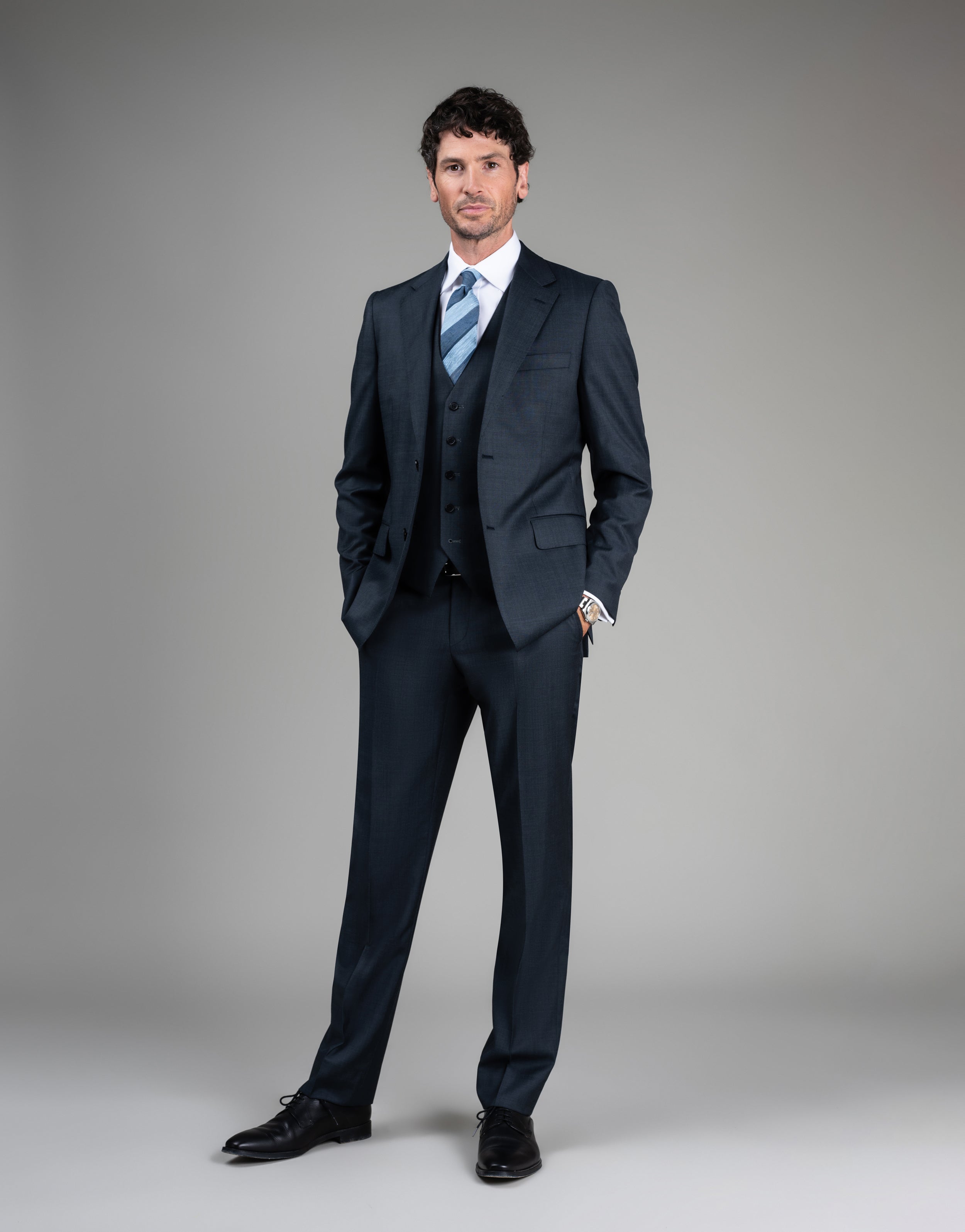 Cooper Steel Blue Nailhead Suit