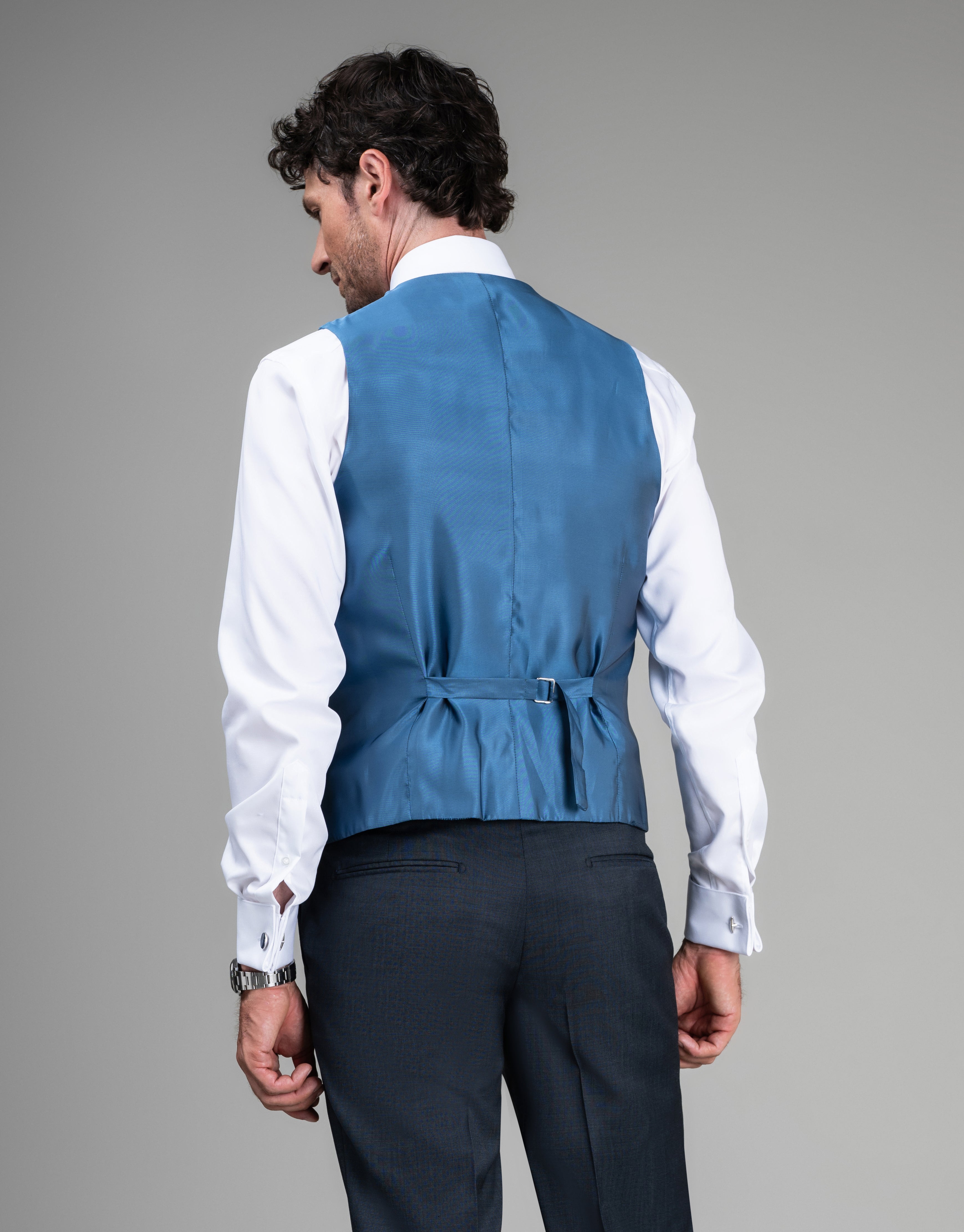 Churchill Steel Blue Nailhead Waistcoat
