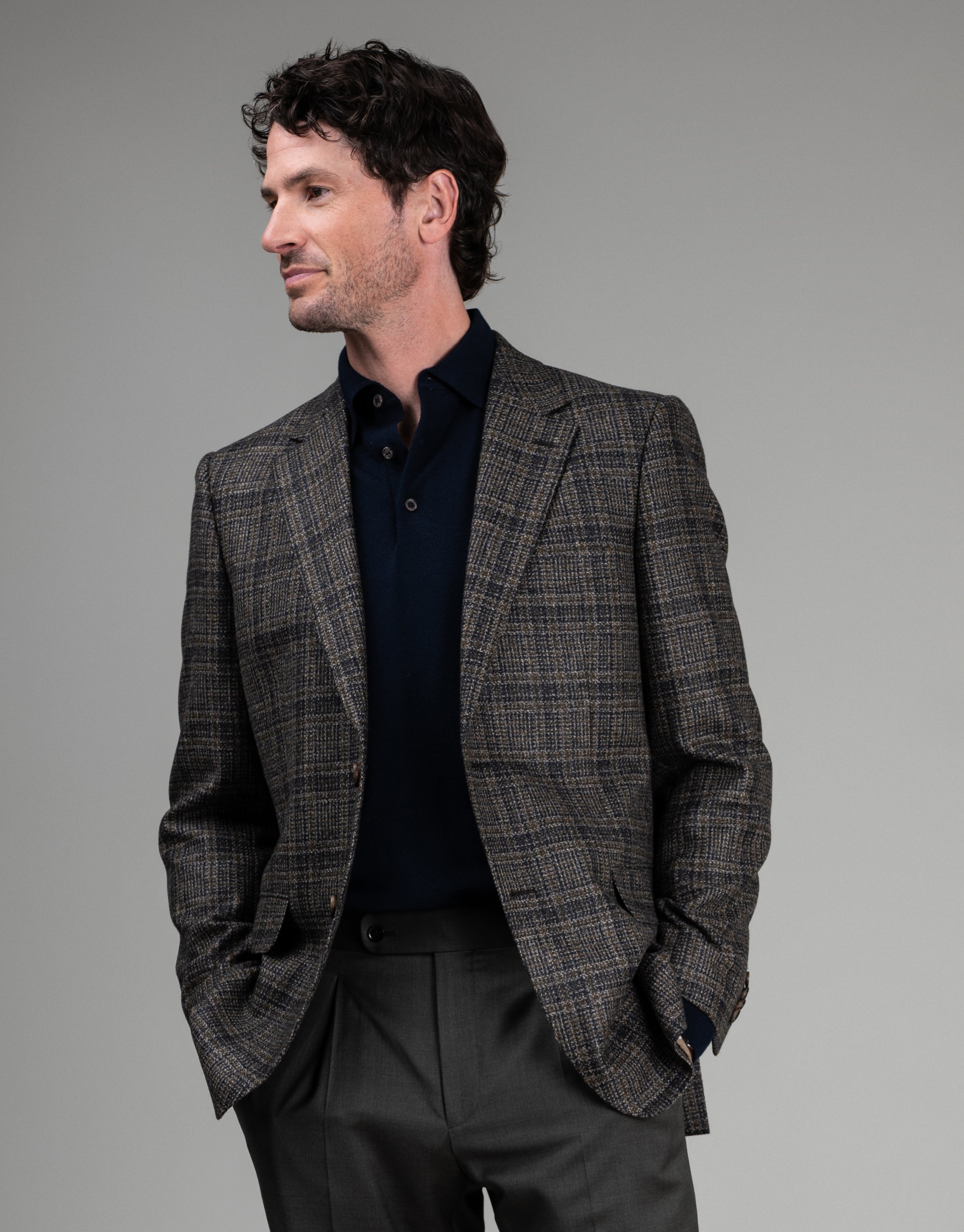 Cooper Olive Green & Navy Check Blazer