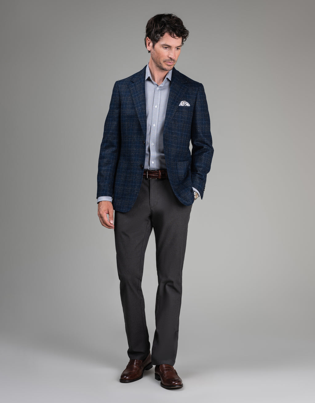 London Grey & Navy Textured Shirt