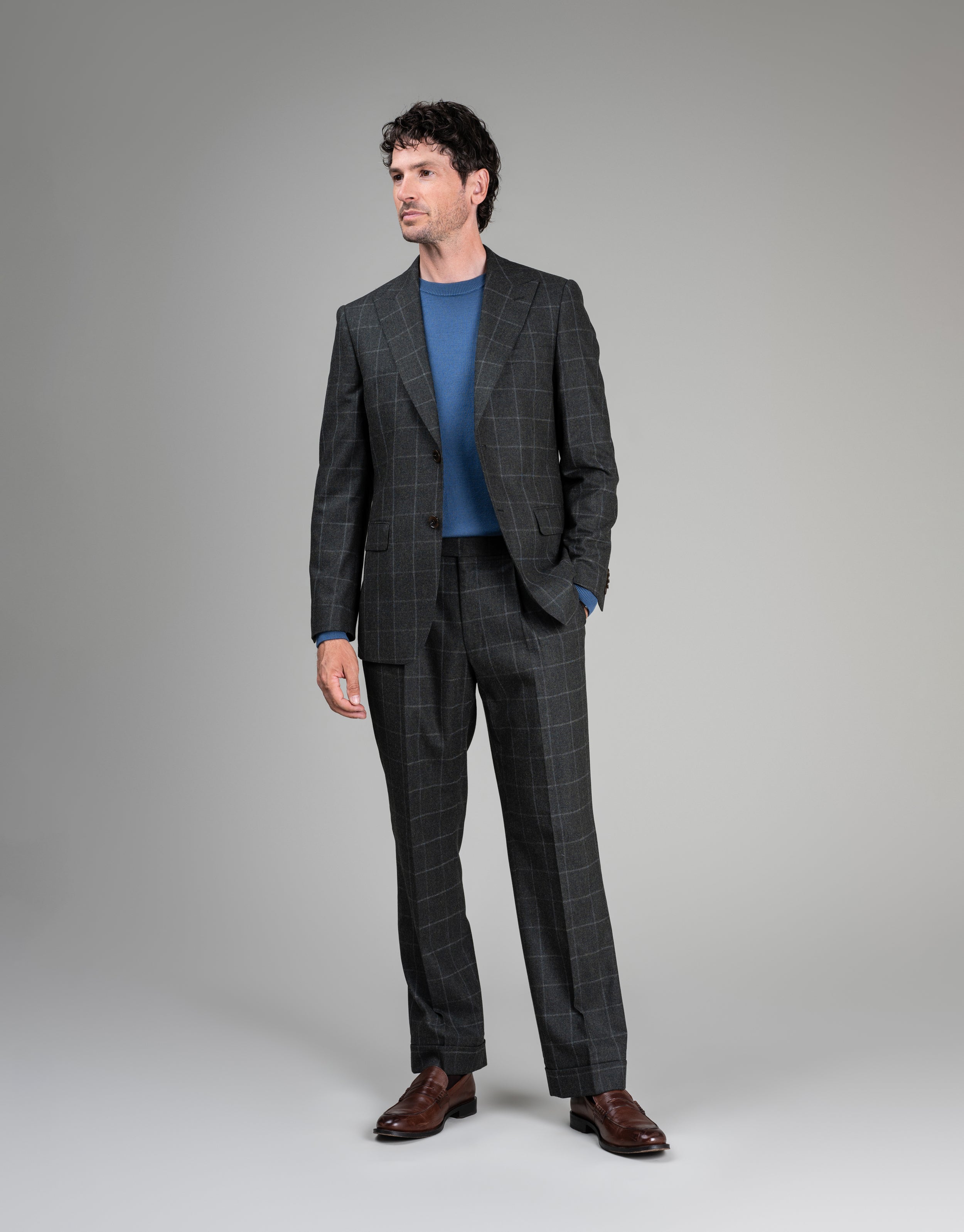 Evans Dark Green Check Flannel Trouser