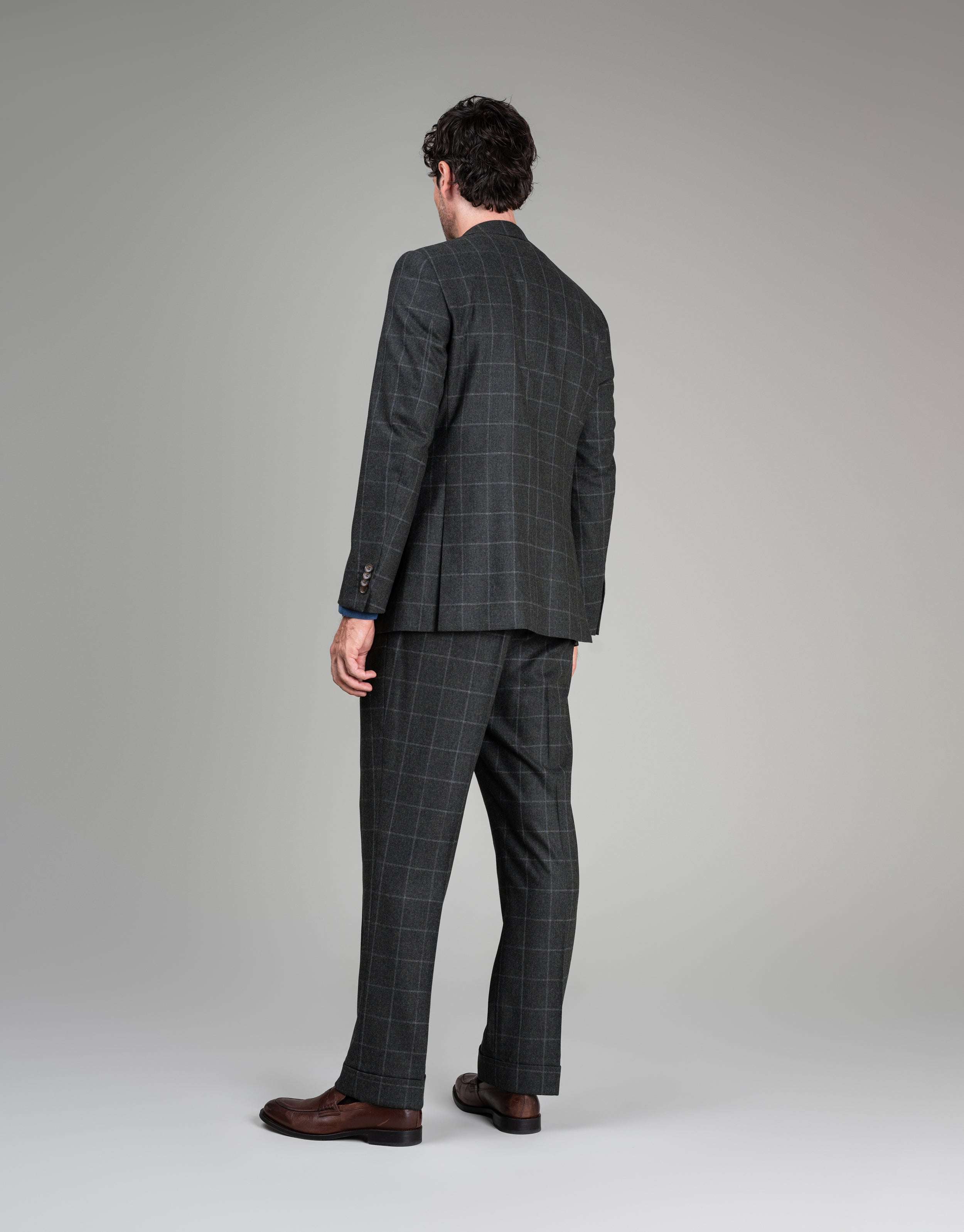 Lyon Dark Green Check Flannel Suit