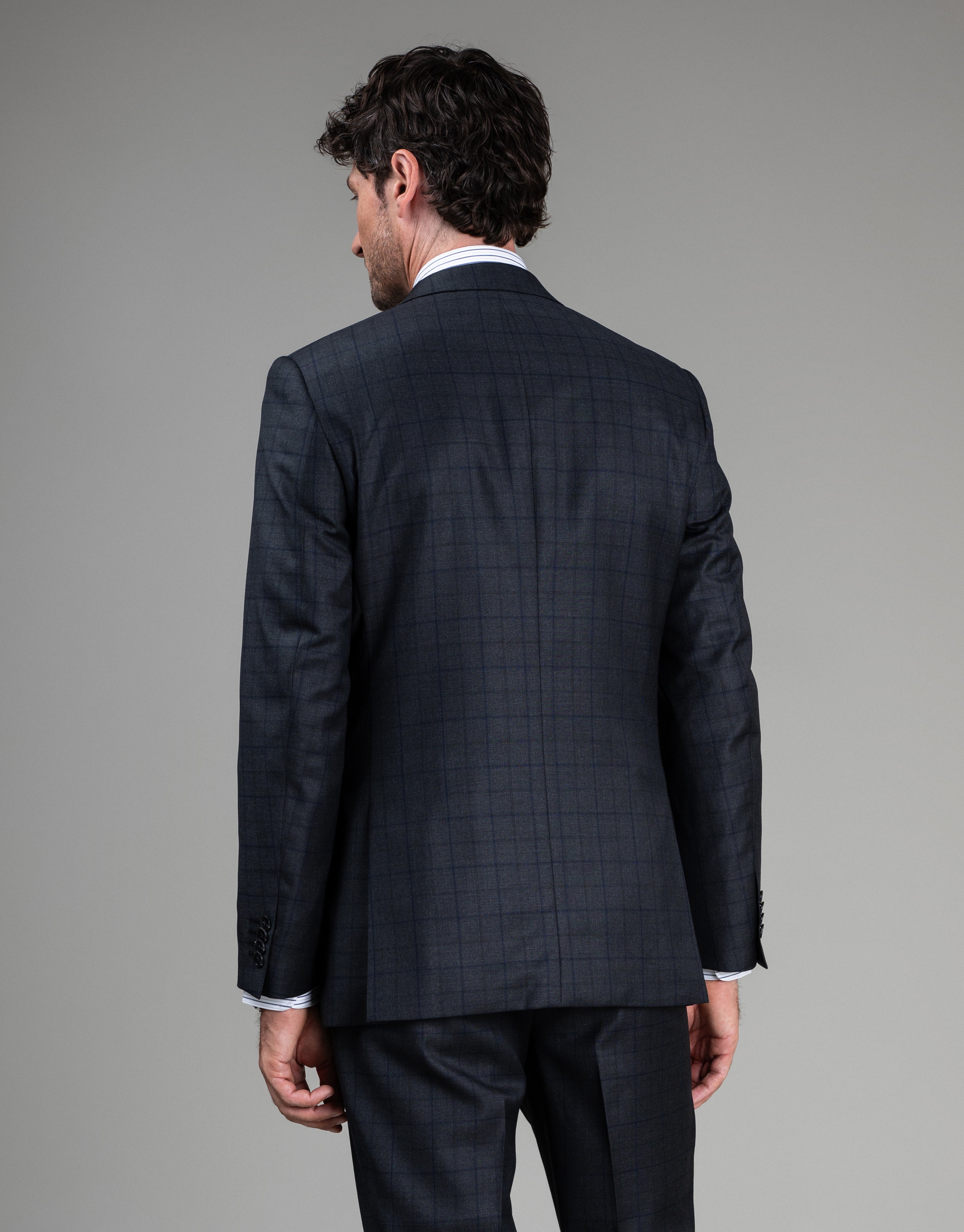 Cooper Charcoal & Blue Check Suit Jacket