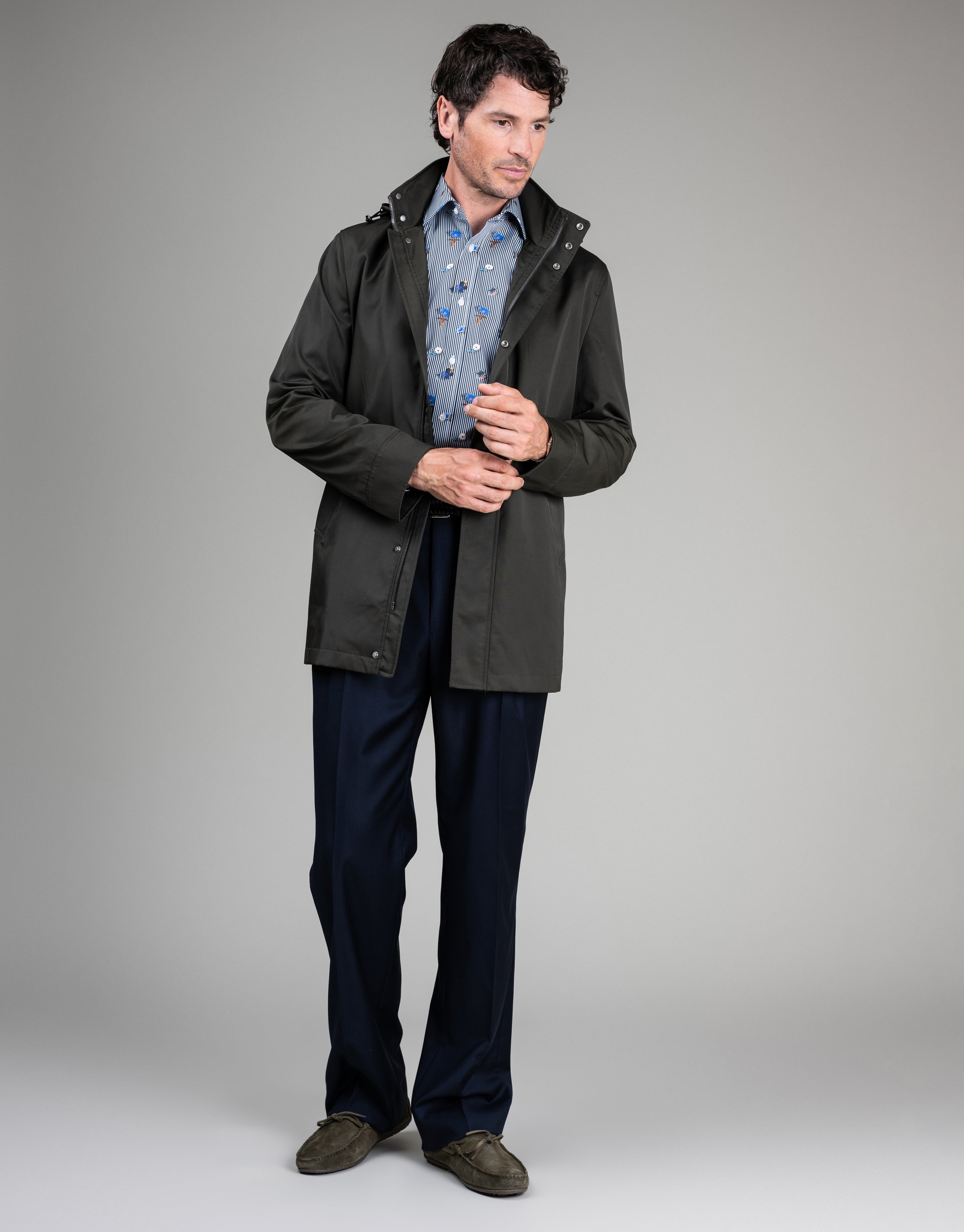 Aro Army Green Water-Resistant Parka Coat