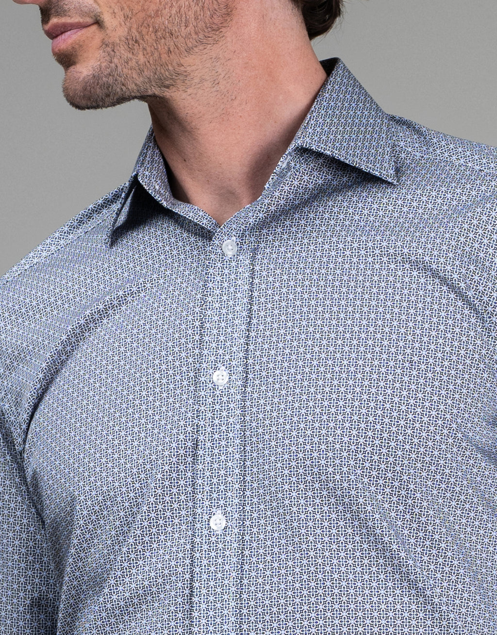 London Blue & Maroon Micro-design Print Shirt