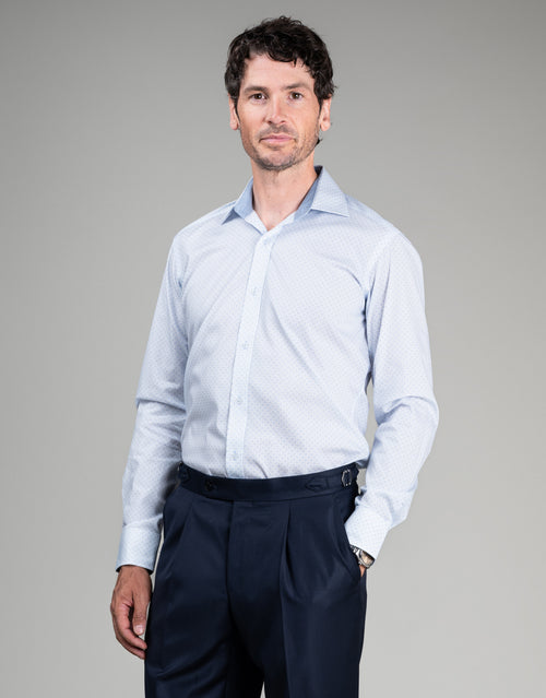 Barbican Light Blue & White Micro-design Shirt