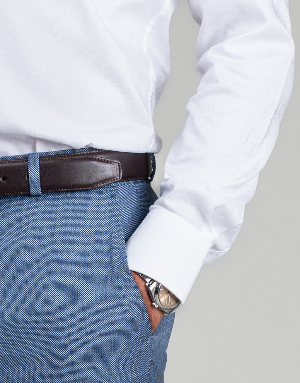 Lotus Slate Blue Birdseye Suit Trouser
