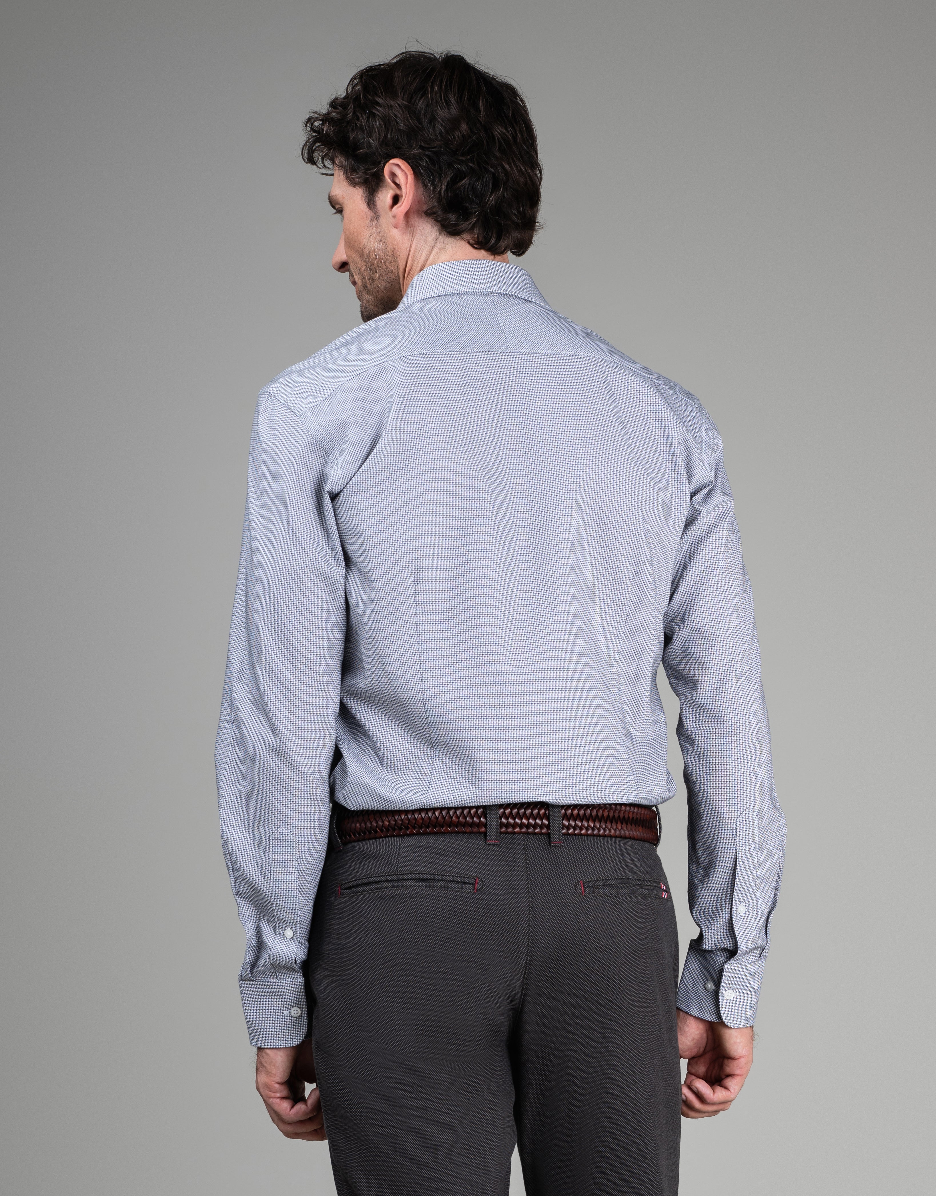 London Grey & Navy Textured Shirt
