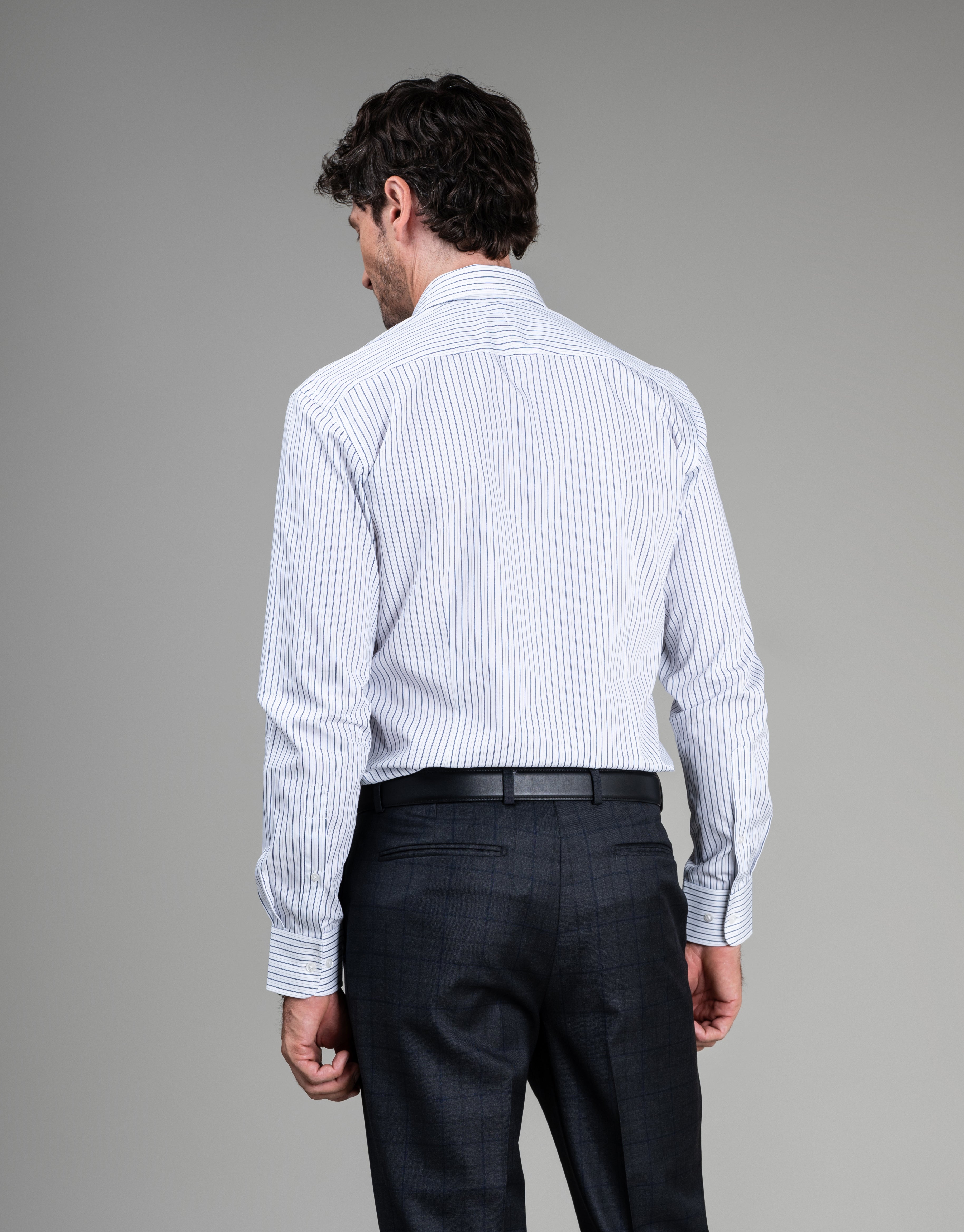London White & Navy Stripe Shirt