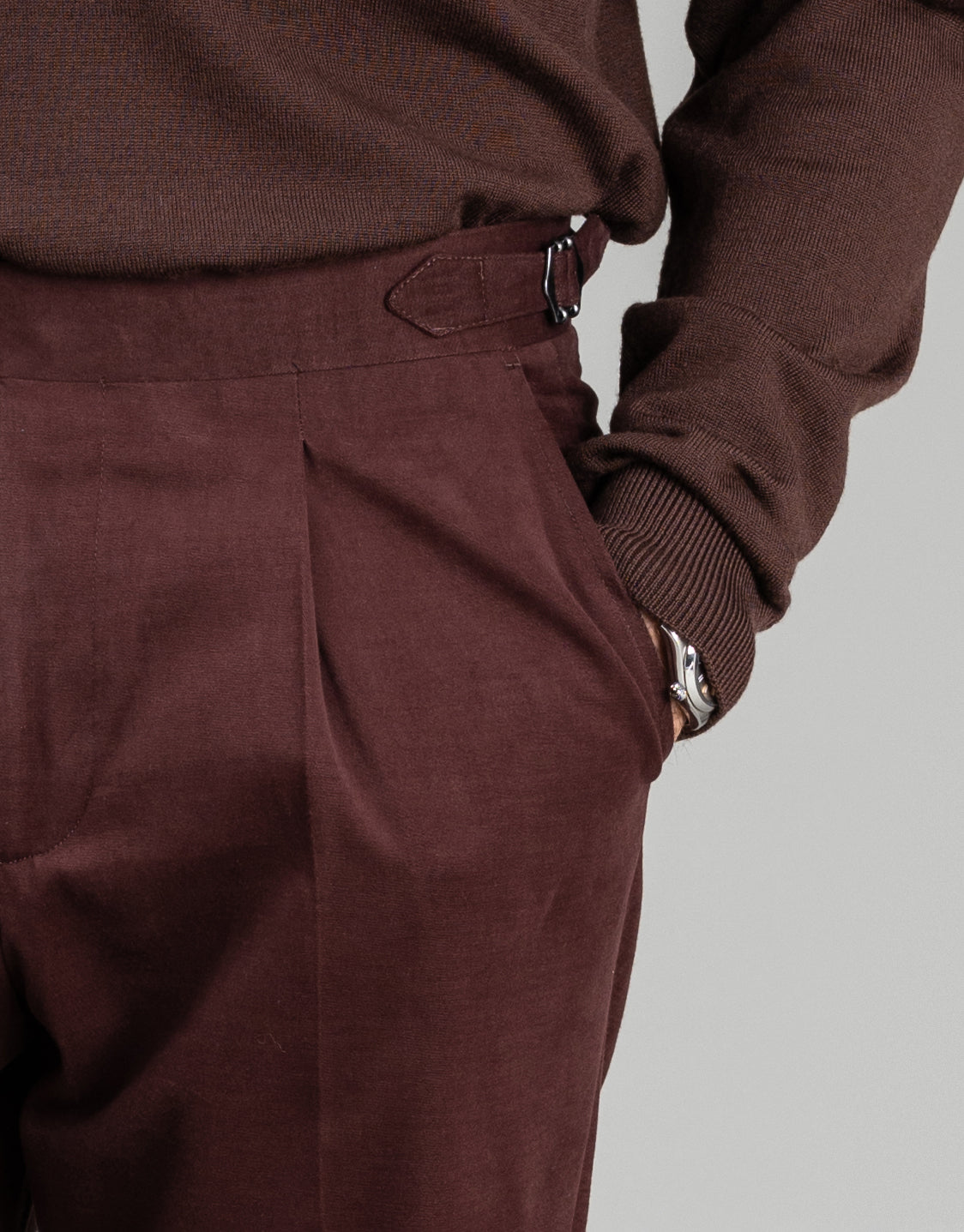 Evans Maroon Cotton-Cashmere Trouser