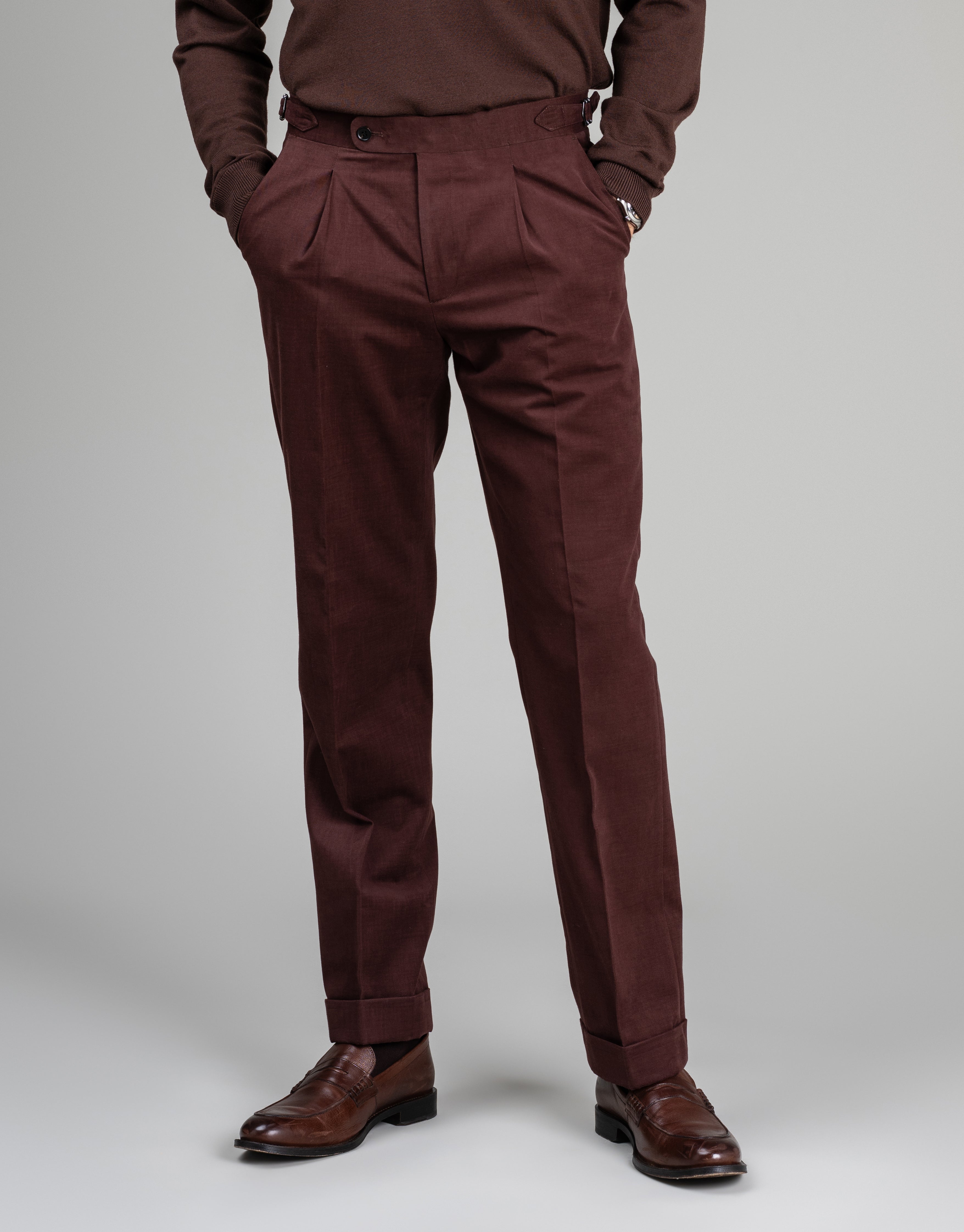 Evans Maroon Cotton-Cashmere Trouser