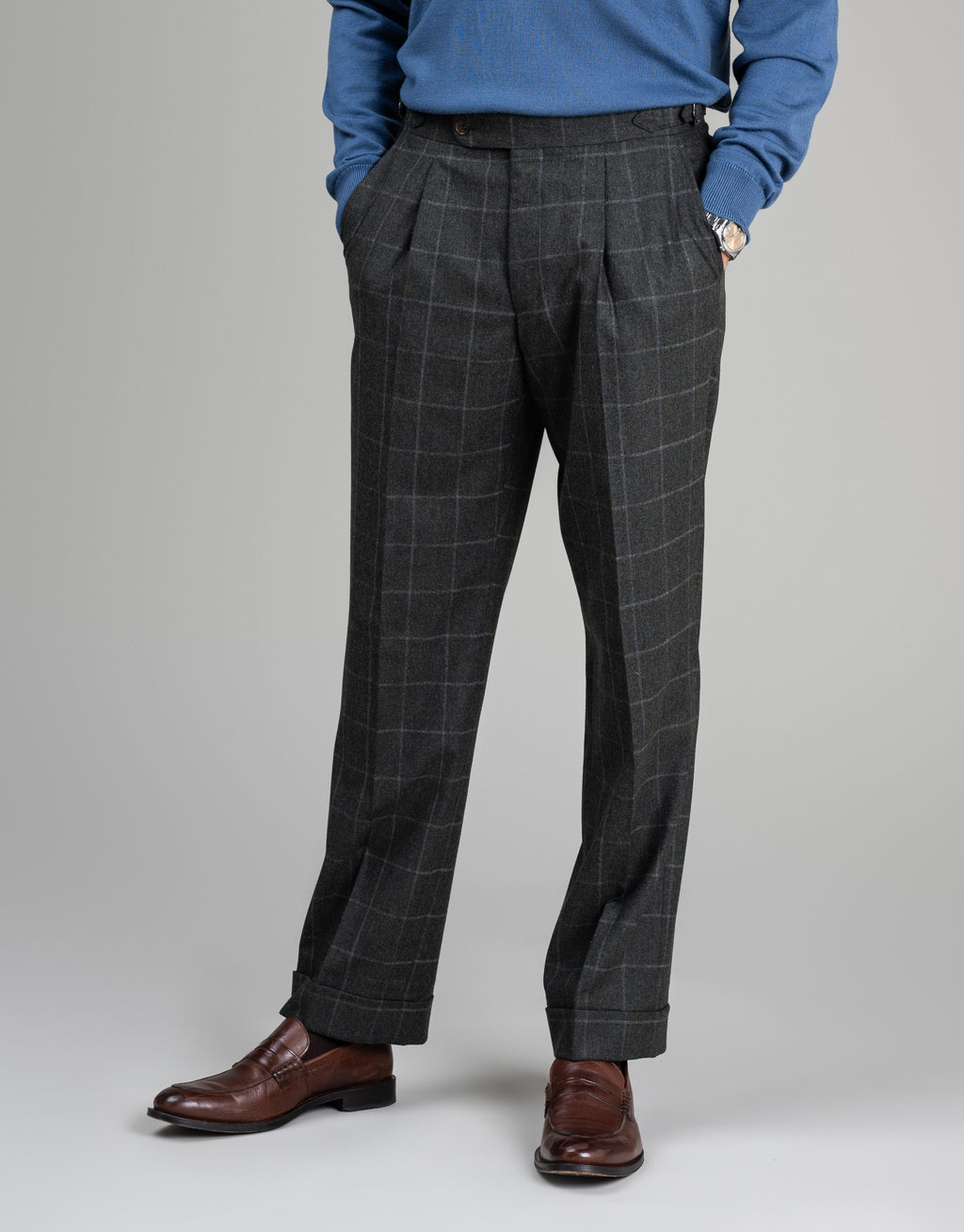 Lyon Dark Green Check Flannel Suit