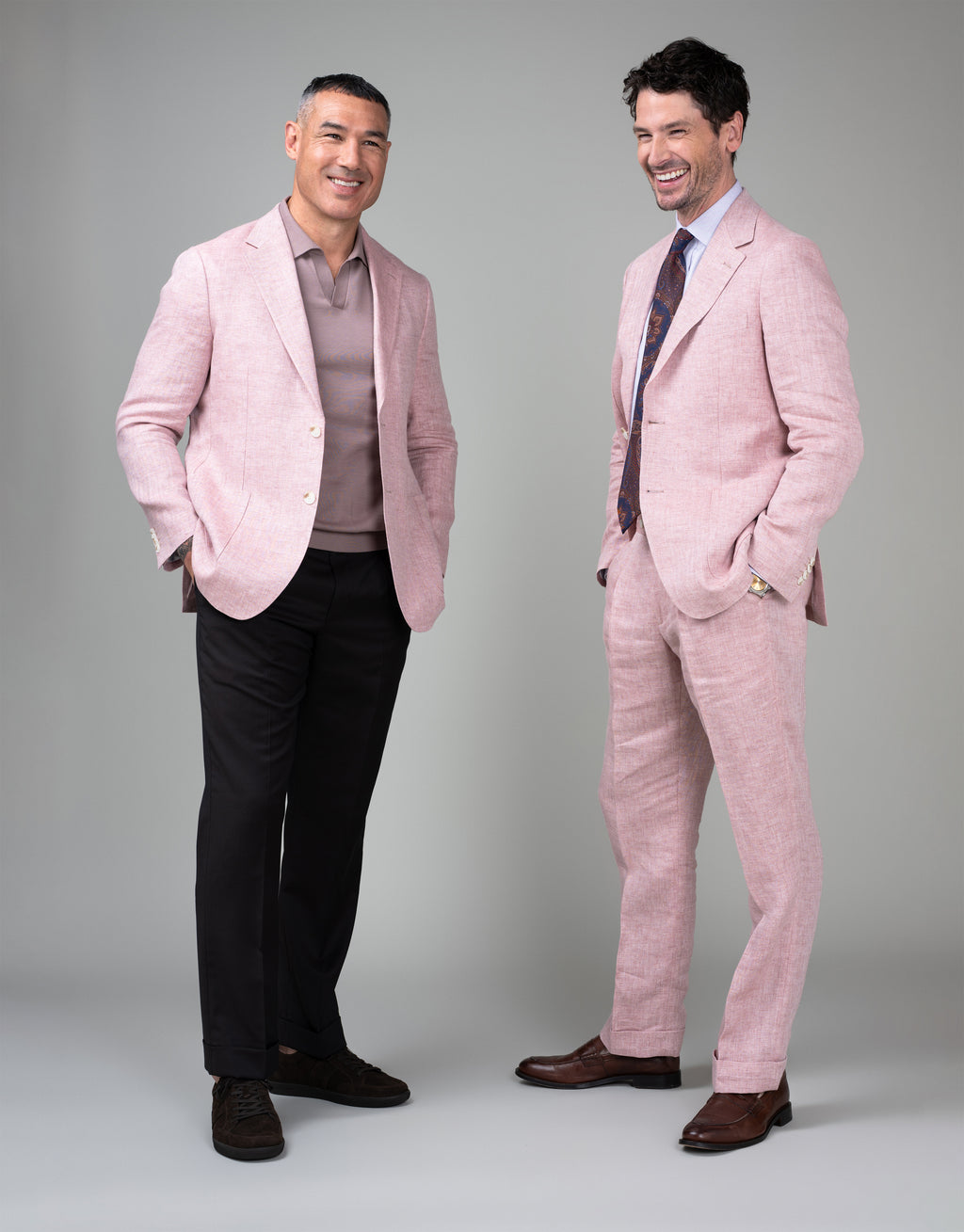 Evans Pink Herringbone Linen Trouser