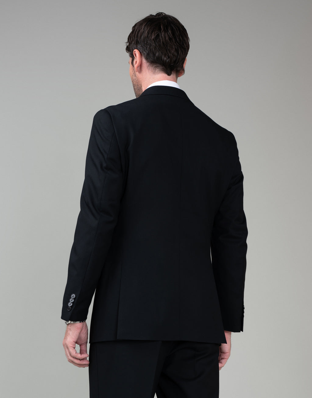 Doppio Jet Black Double Breasted Suit Jacket