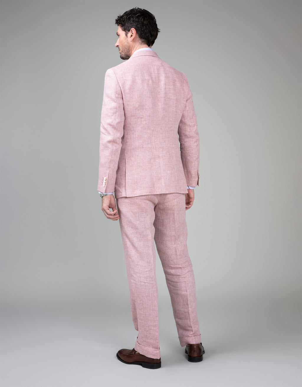 Malta Powder Pink Herringbone Linen Blazer
