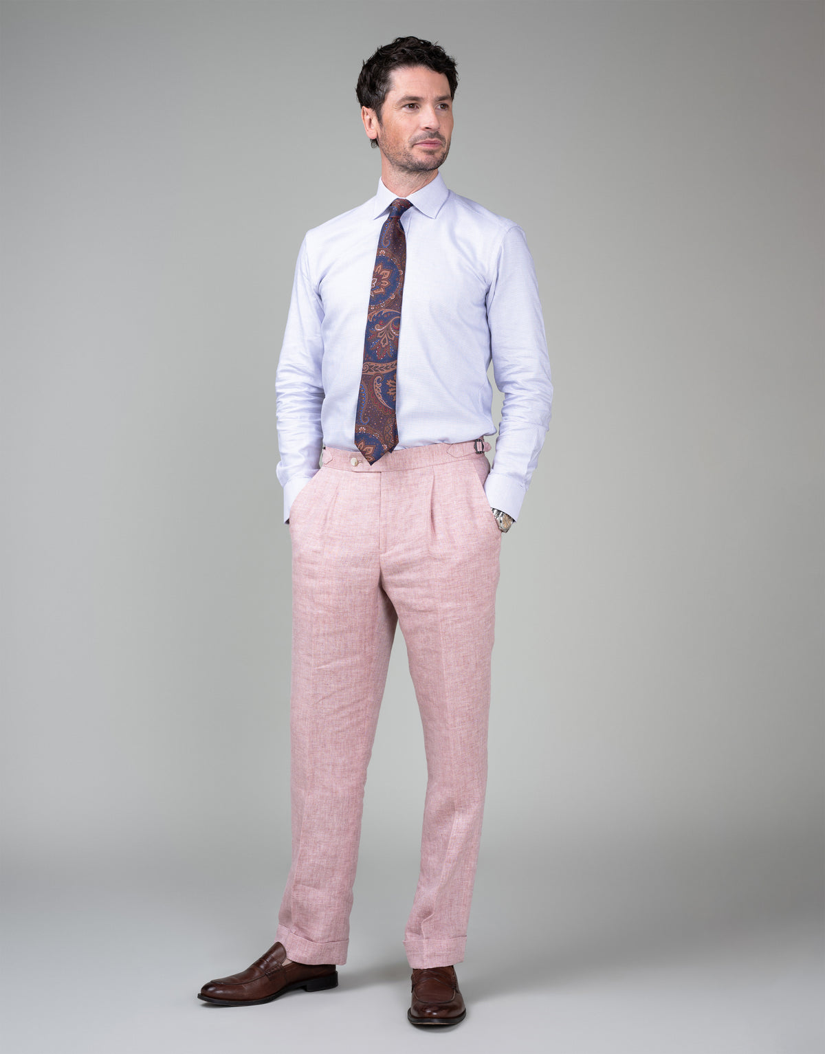 London Pink & Blue Microdesign Shirt