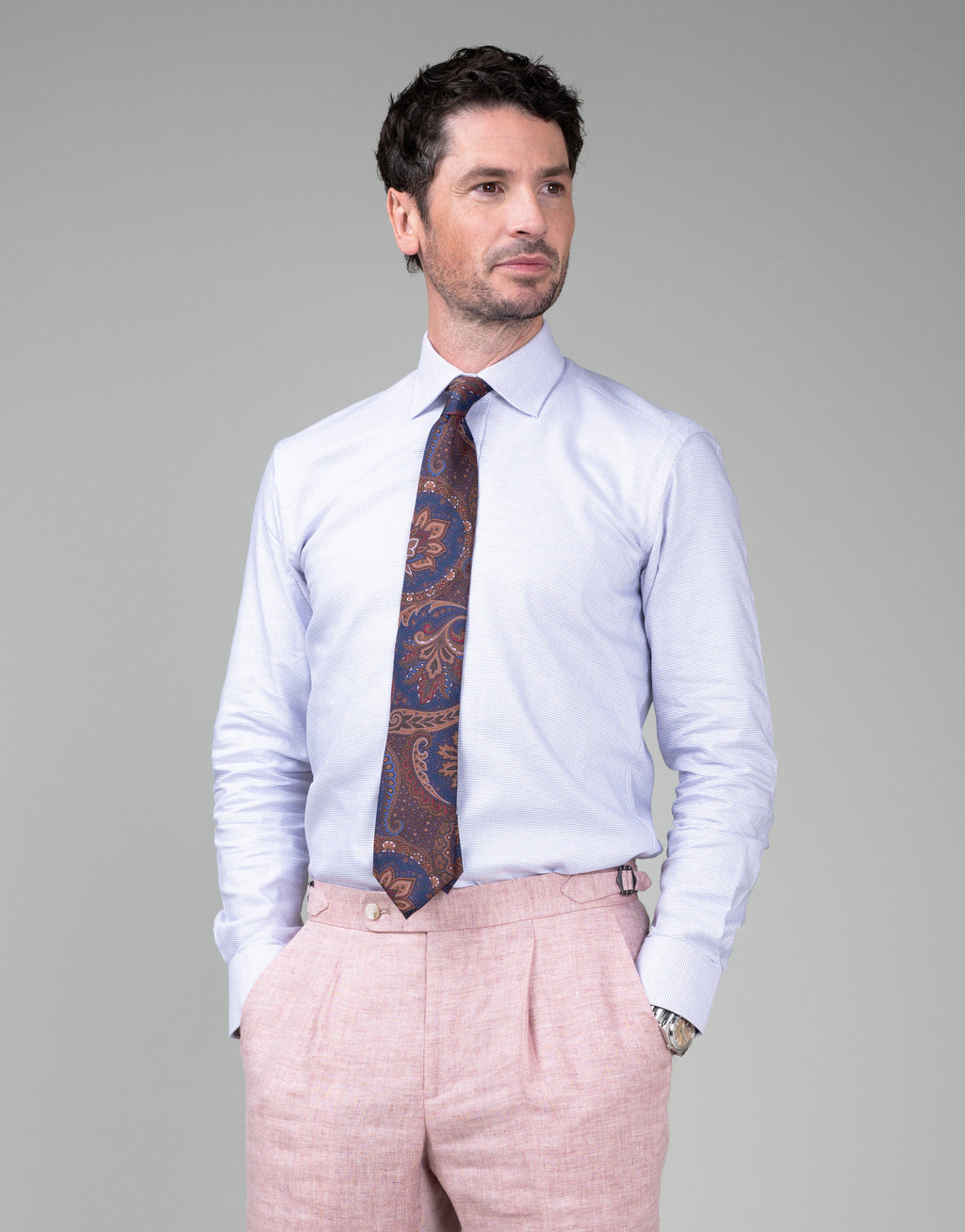 London Pink & Blue Microdesign Shirt